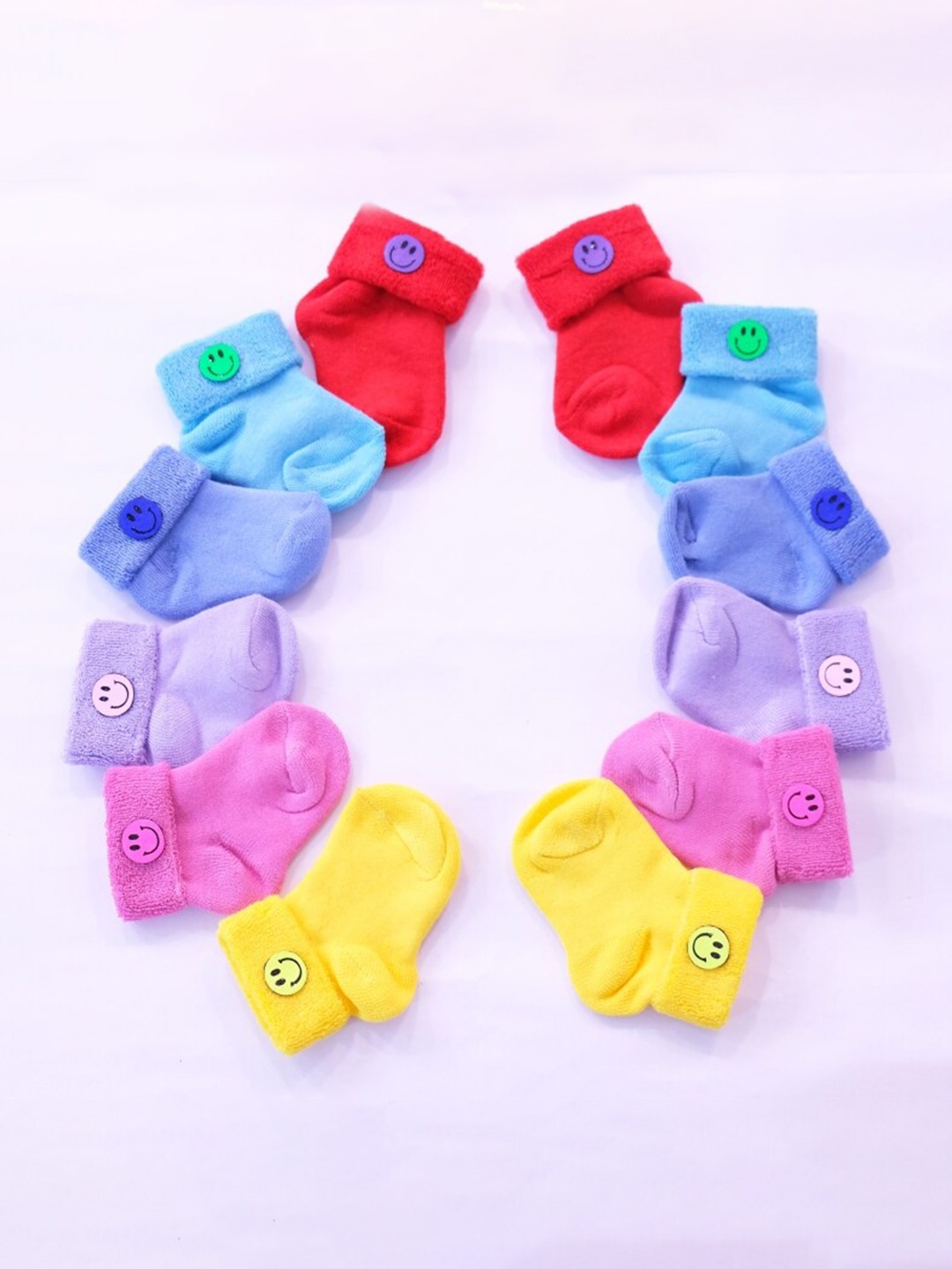 

TIPY TIPY TAP Kids Pack Of 6 Smiley Detail Cotton Ankle Length Socks, Red