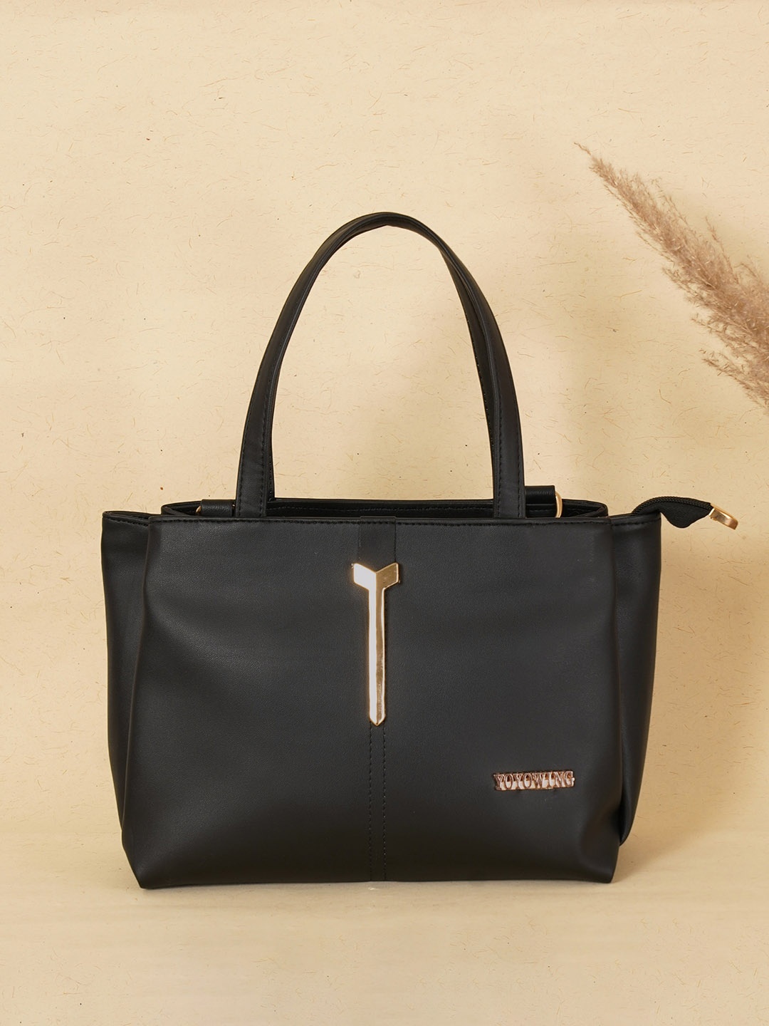 

YOYOWING Abstract Printed Structured Handheld Bag, Black