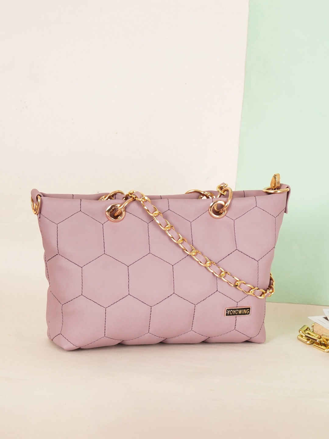 

YOYOWING Textured Structured Shoulder Bag With Quilted, Rose