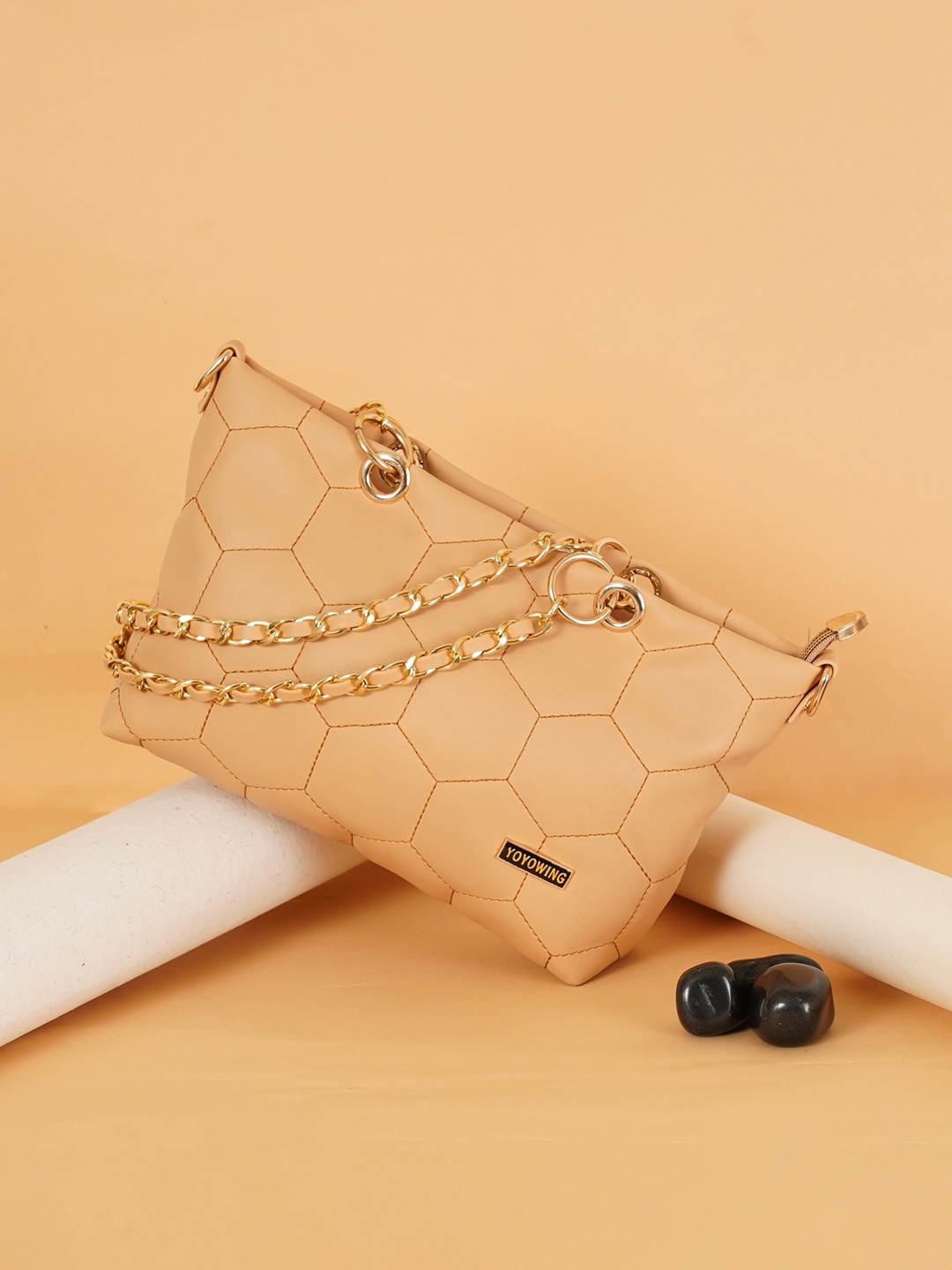 

YOYOWING Embellished Handheld Bag, Mustard