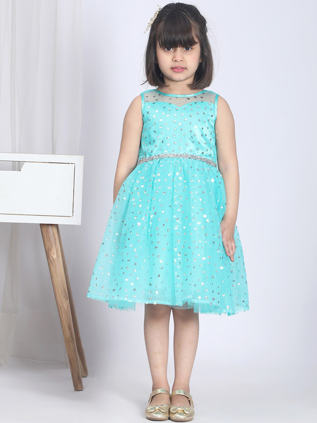 

Toy Balloon kids Girls Round Neck Sequined Balloon Dress, Green