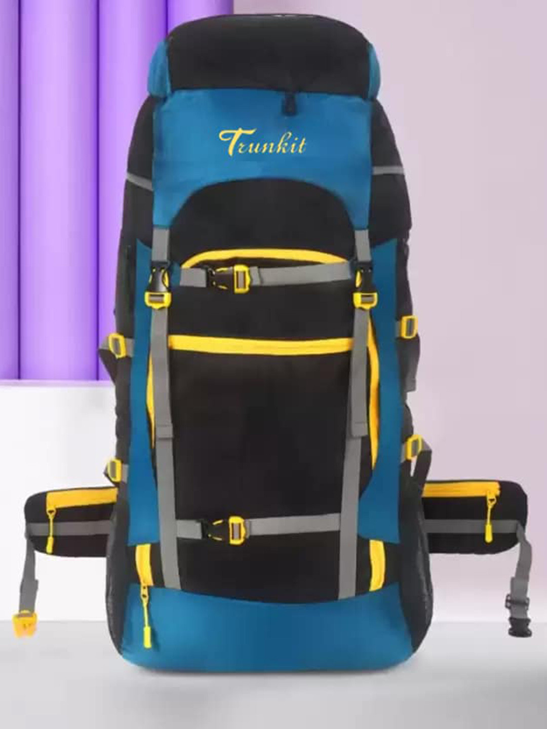 

TRUNKIT Colourblocked WaterProof Rucksacks with Rain Cover, Blue