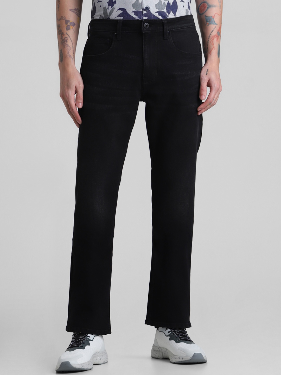 

Jack & Jones Men Straight Fit High-Rise Stretchable Jeans, Black