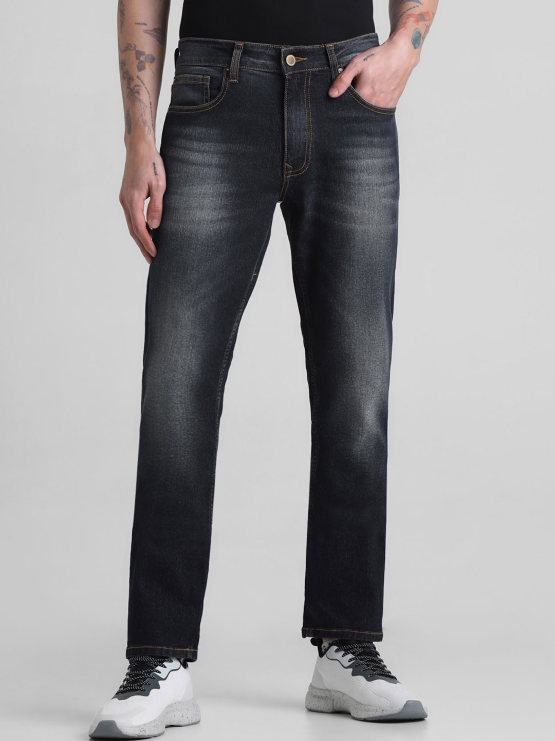 

Jack & Jones Men Clark Heavy Fade Stretchable Jeans, Blue
