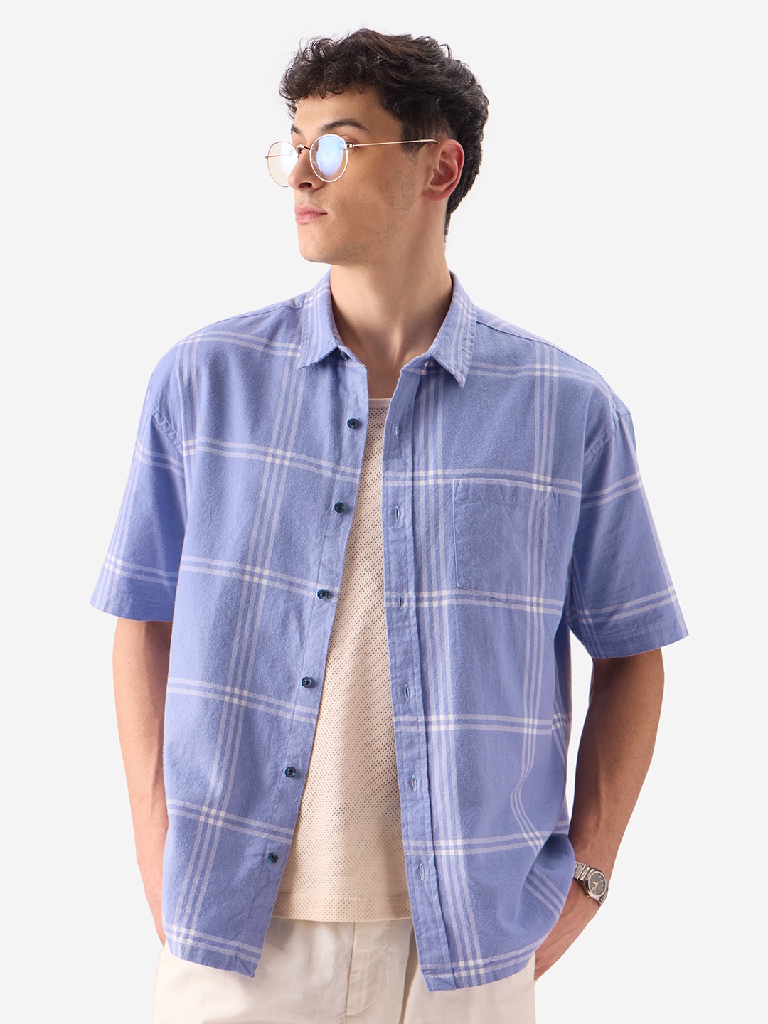 

The Souled Store Checked Pure Cotton Casual Shirt, Blue