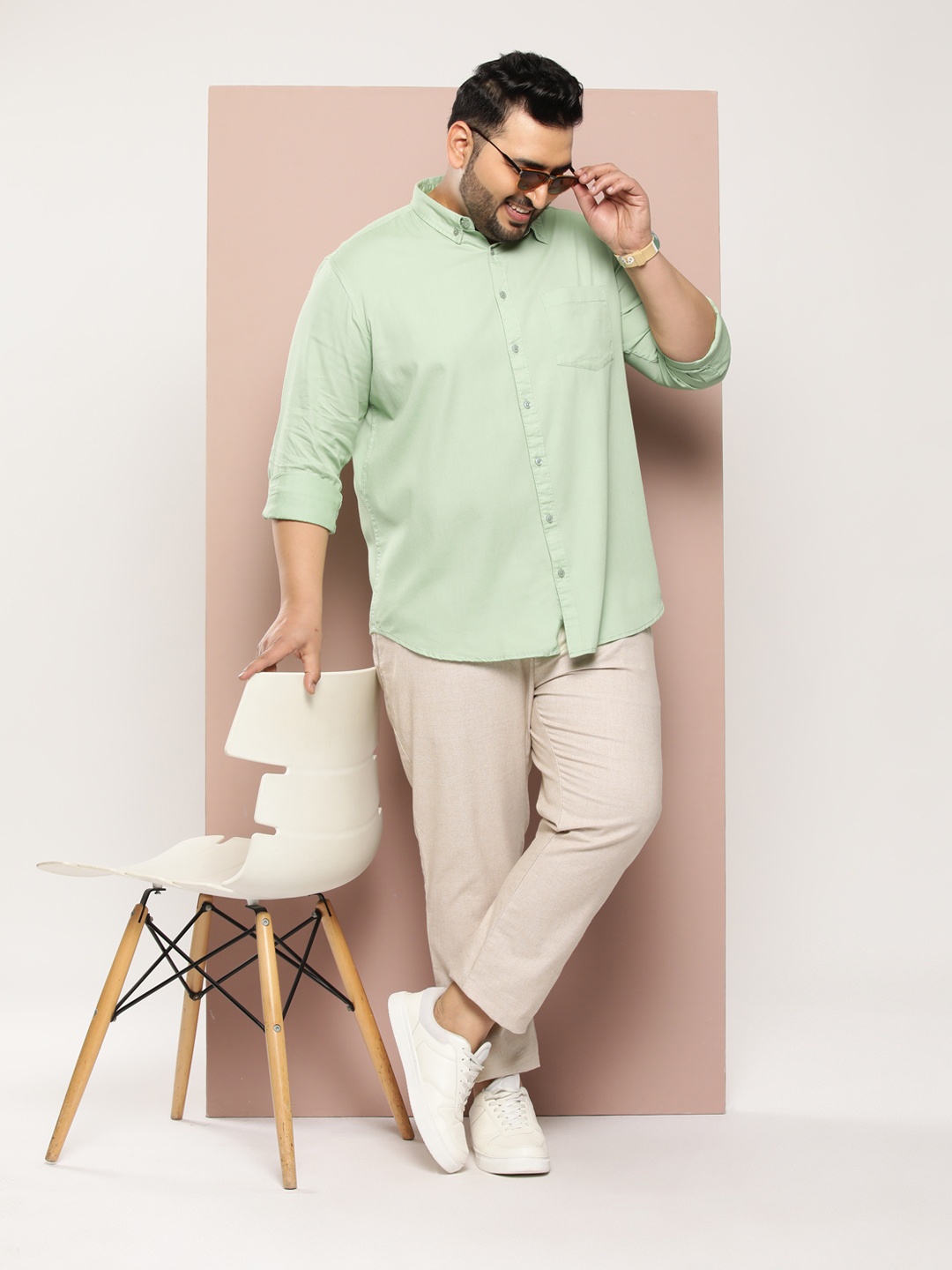 

Sztori Men Plus Size Solid Casual Shirt, Green