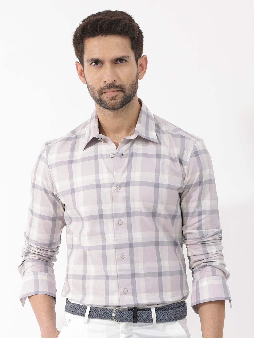 

RARE RABBIT Men Nexi Slim Fit Checked Cotton Shirt, Purple