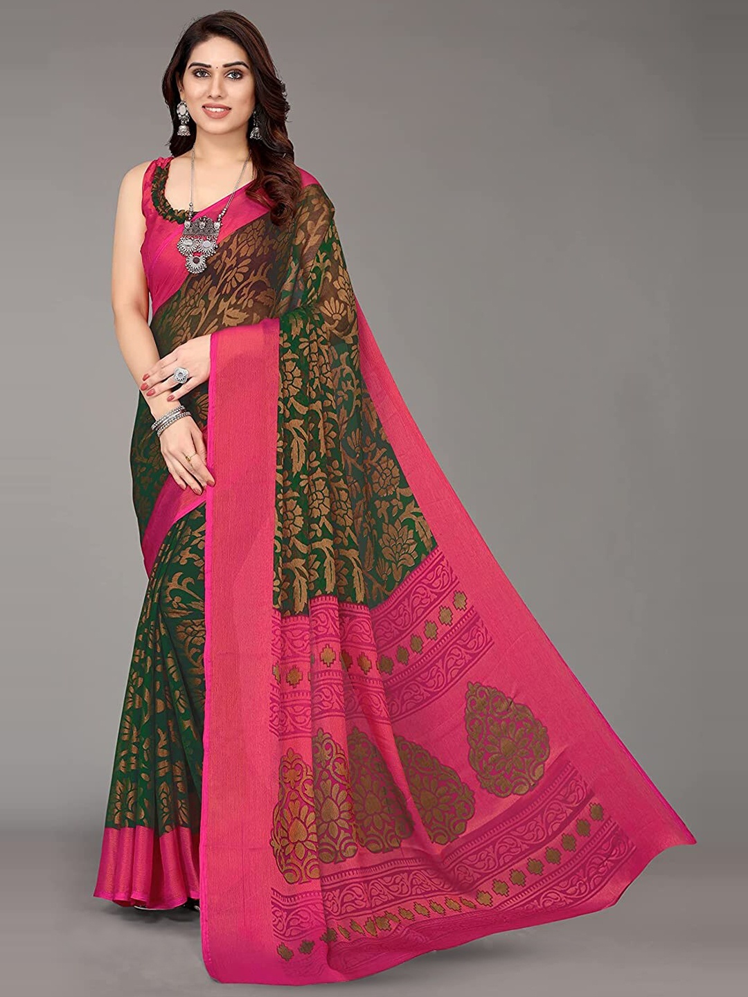 

Sitanjali Floral Printed Saree, Green