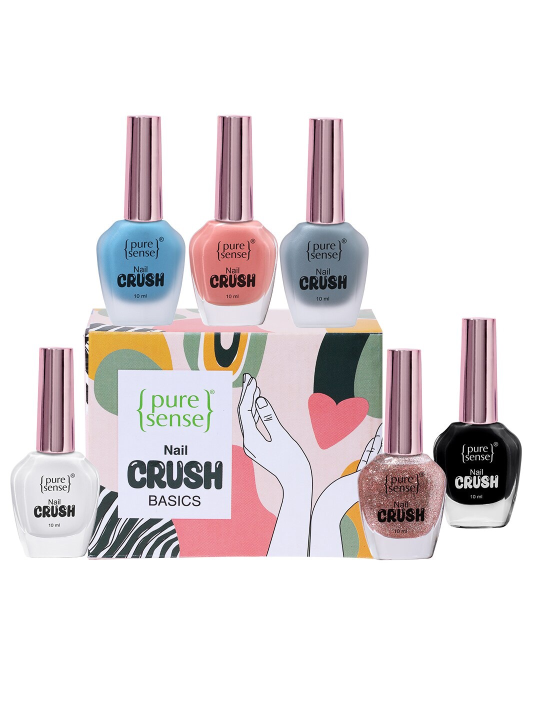 

Pure Sense Set of 6 Nail Polish Crush Basics - 10 ml each, Pink