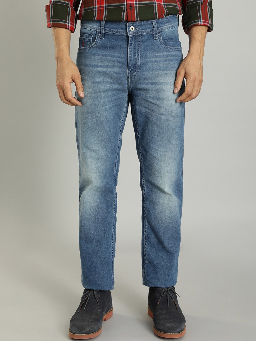 

Indian Terrain Men Mid-Rise Clean Look Light Fade Stretchable Jeans, Blue