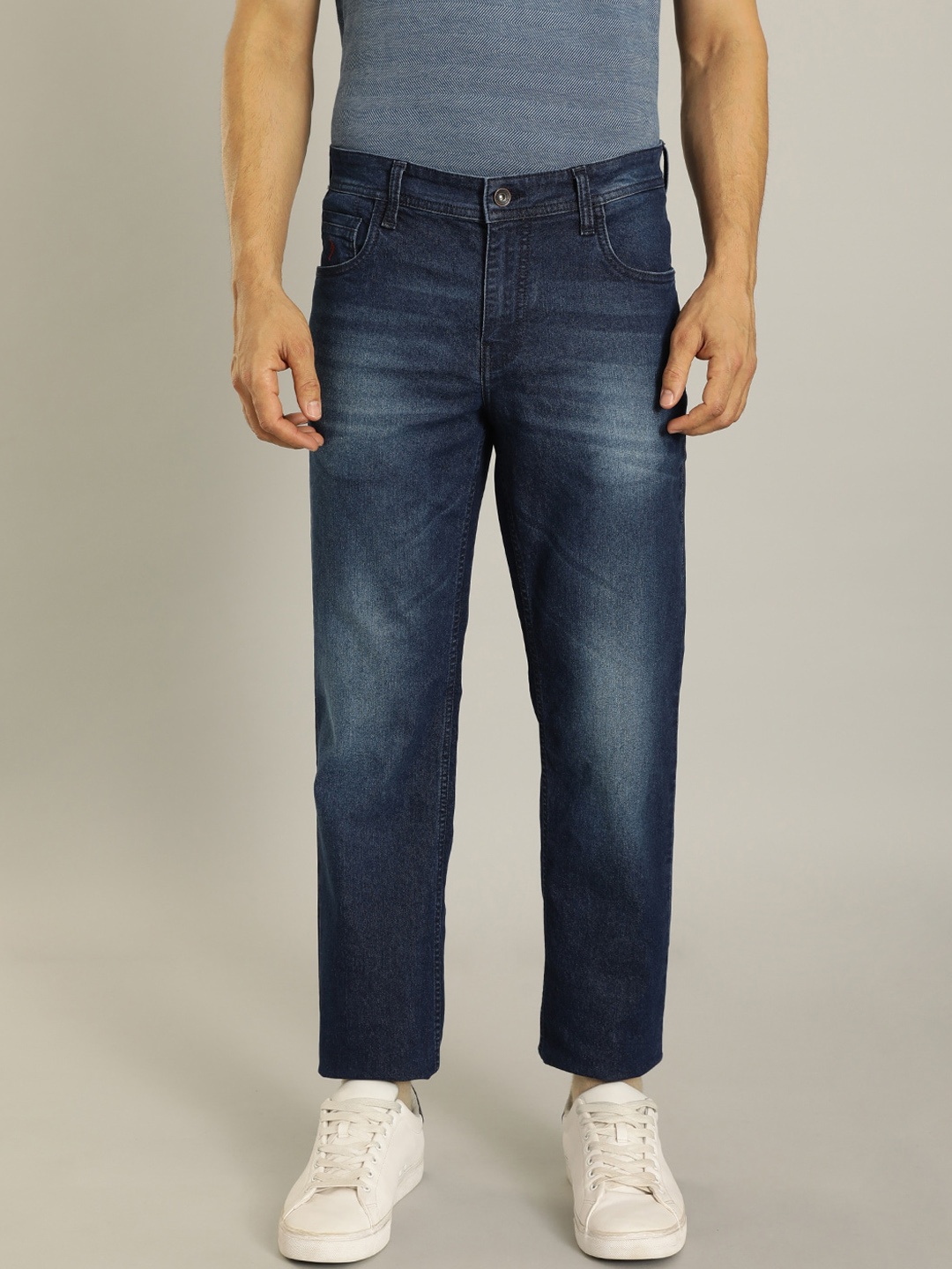 

Indian Terrain Men Mid Rise Light Fade Clean Look Stretchable Jeans, Navy blue