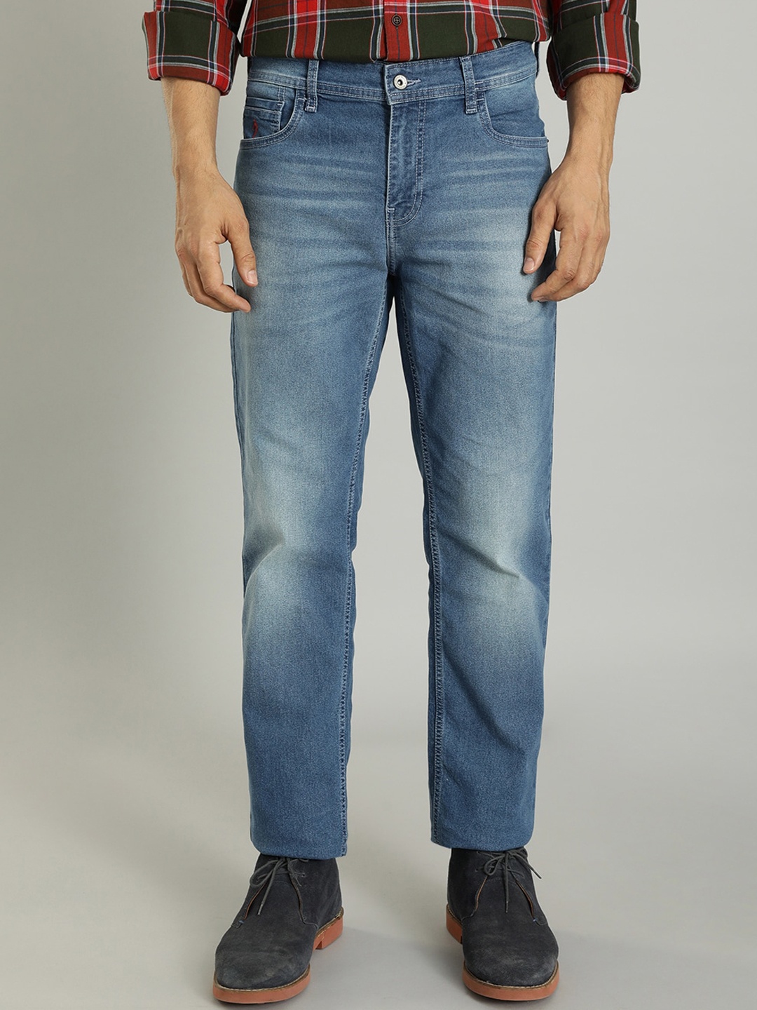 

Indian Terrain Men Mid-Rise Clean Look Light Fade Stretchable Jeans, Blue