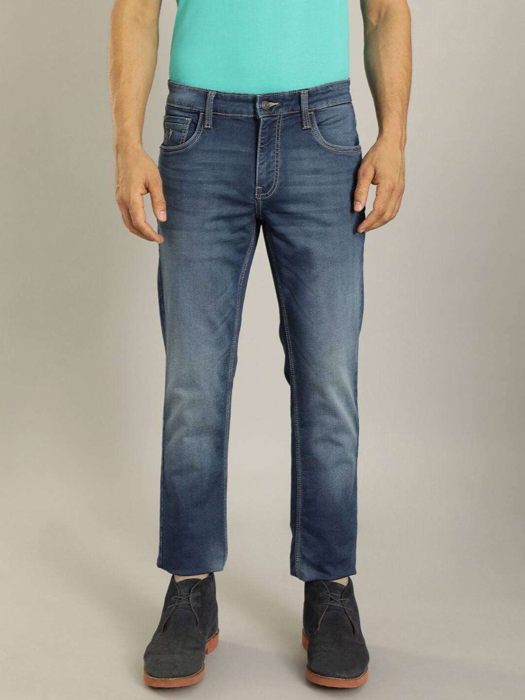 

Indian Terrain Men Mid-Rise Clean Look Light Fade Stretchable Jeans, Navy blue