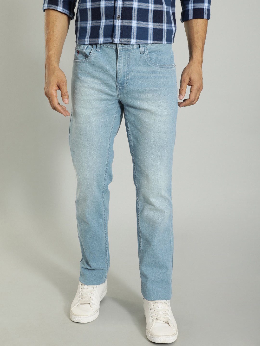 

Indian Terrain Men Mid-Rise Clean Look Light Fade Stretchable Jeans, Blue