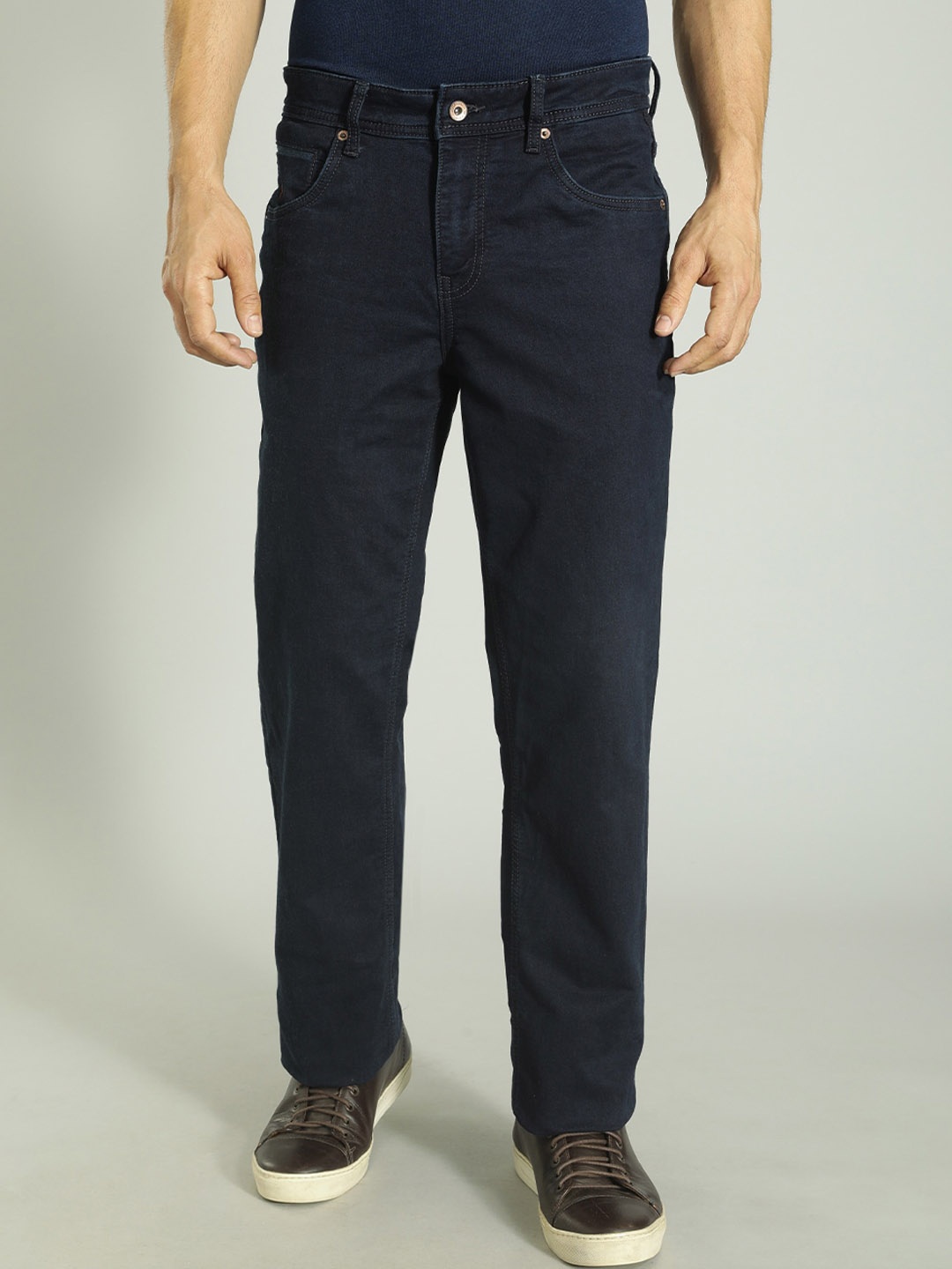 

Indian Terrain Men Mid-Rise Clean Look Stretchable Jeans, Navy blue