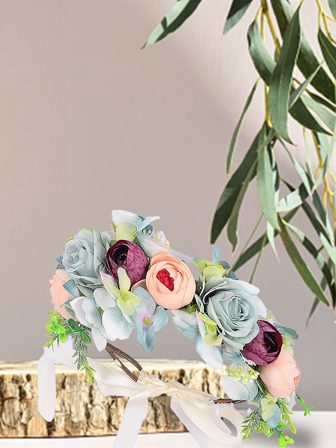 

SYGA Floral Embellished Tiara, Blue