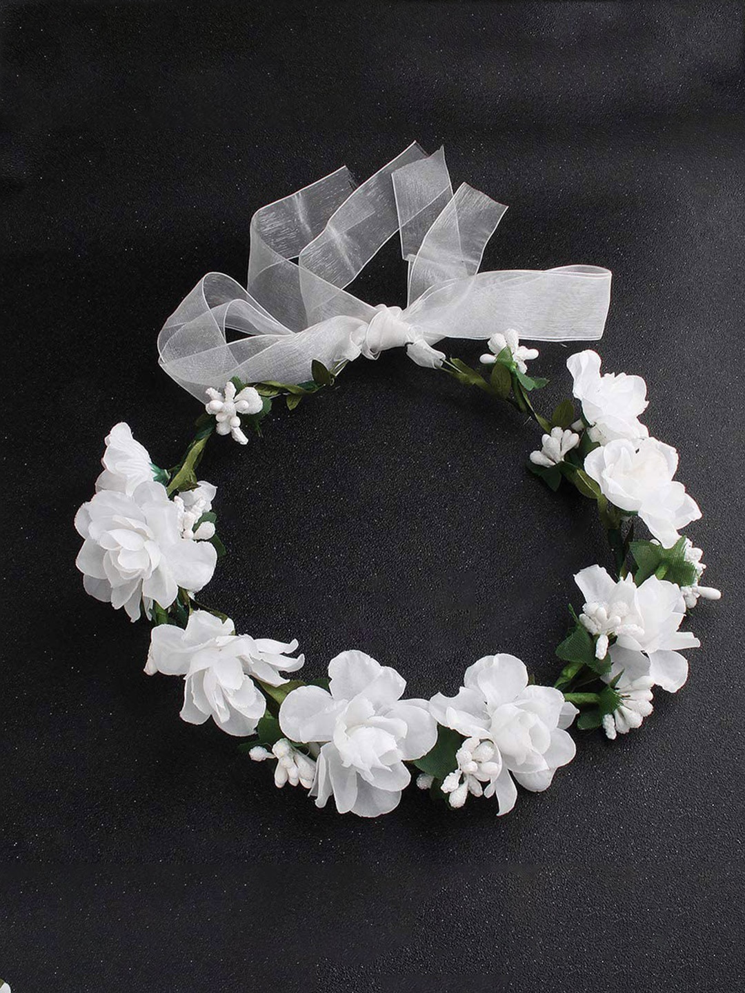 

SYGA Floral Crown Tiara With Bracelet, White