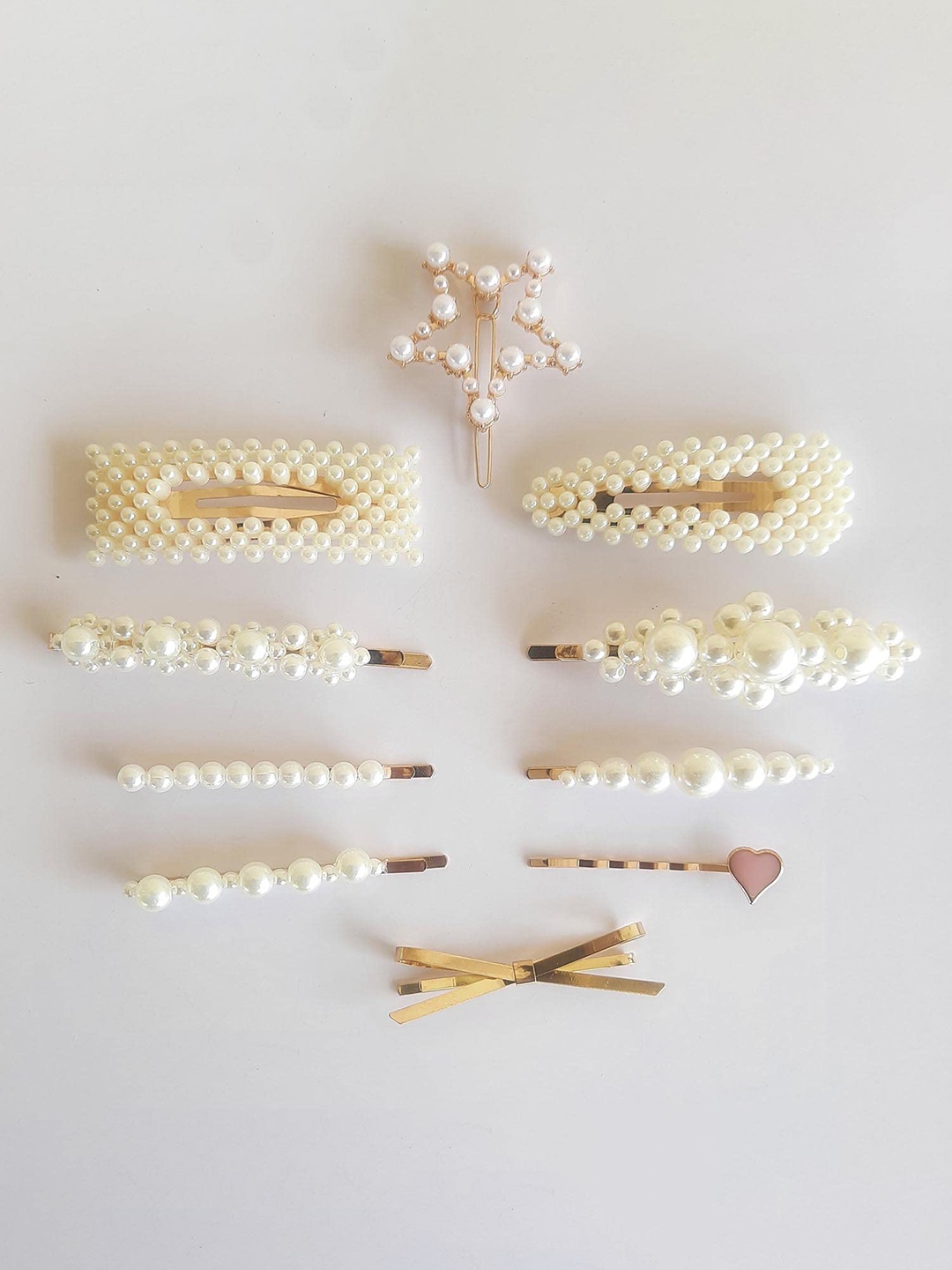 

SYGA Set Of 10 Beaded Bobby Pins, White