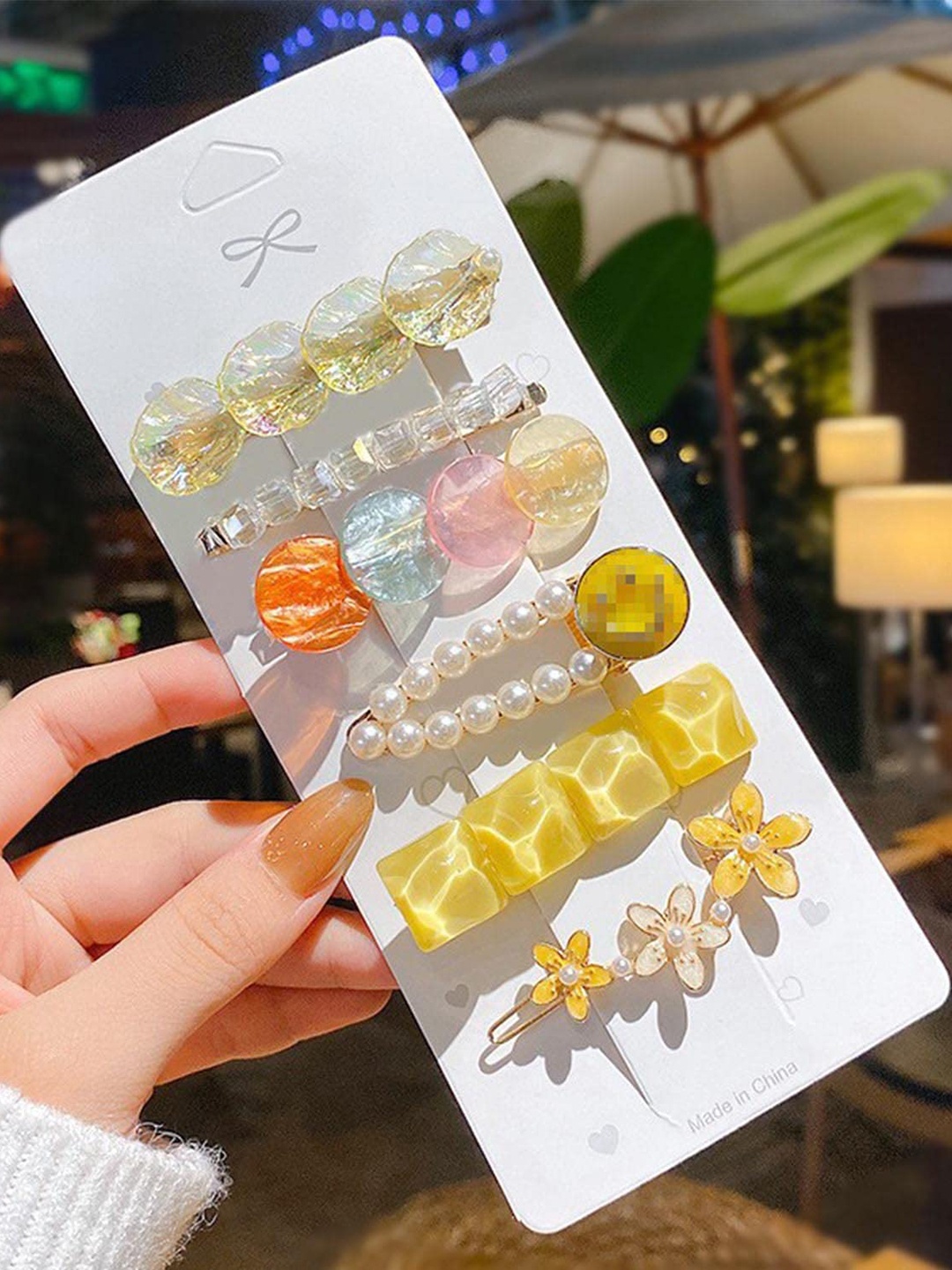

SYGA Set of 6 Beaded Bobby Pins, Yellow