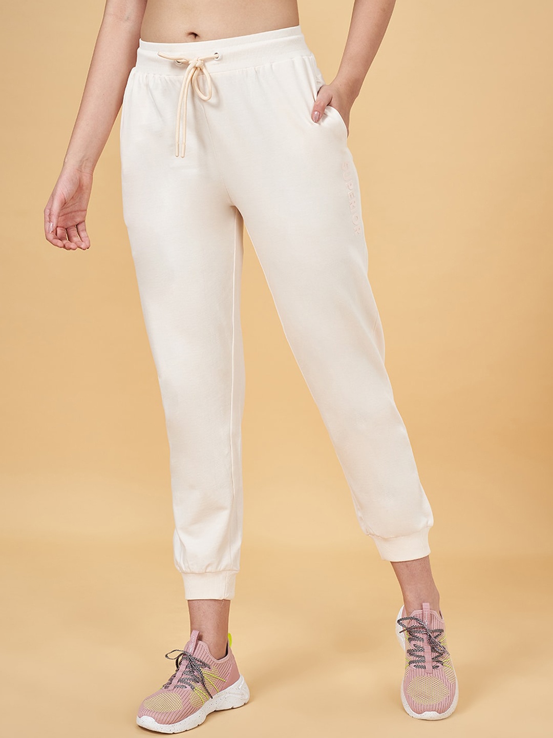 

Ajile by Pantaloons Women Mid-Rise Joggers, Off white