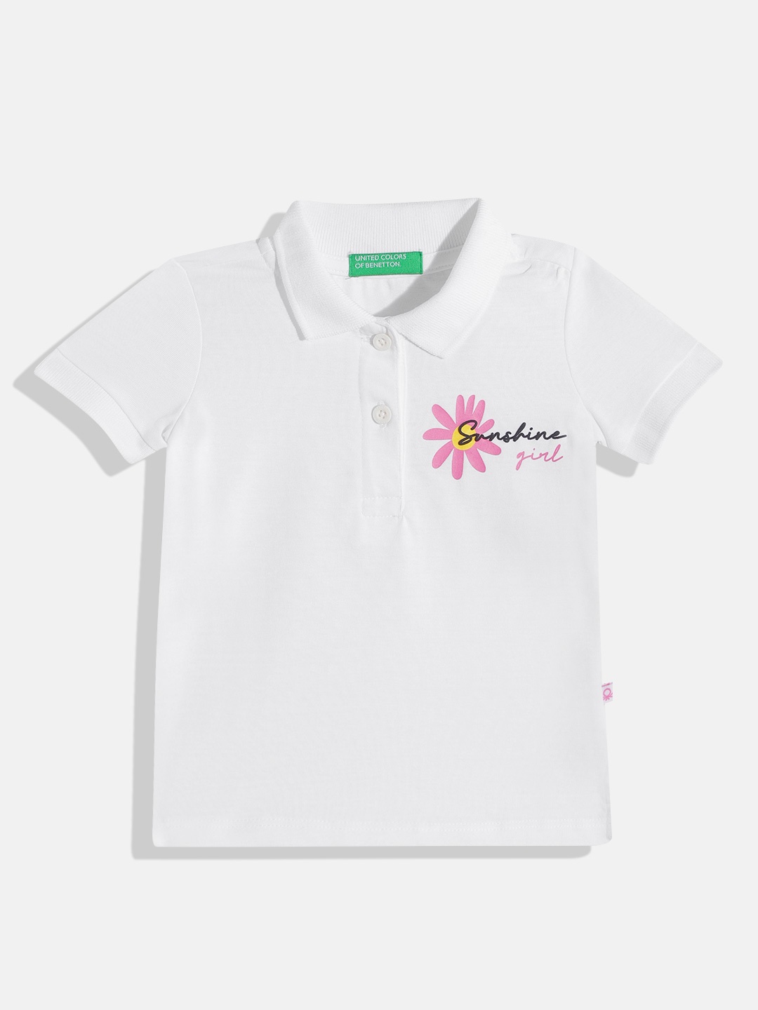 

United Colors of Benetton Girls Polo Collar T-shirt, White