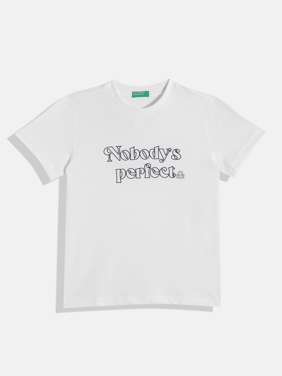 

United Colors of Benetton Boys Typography Printed Round-Neck Regular Fit T-shirt, White