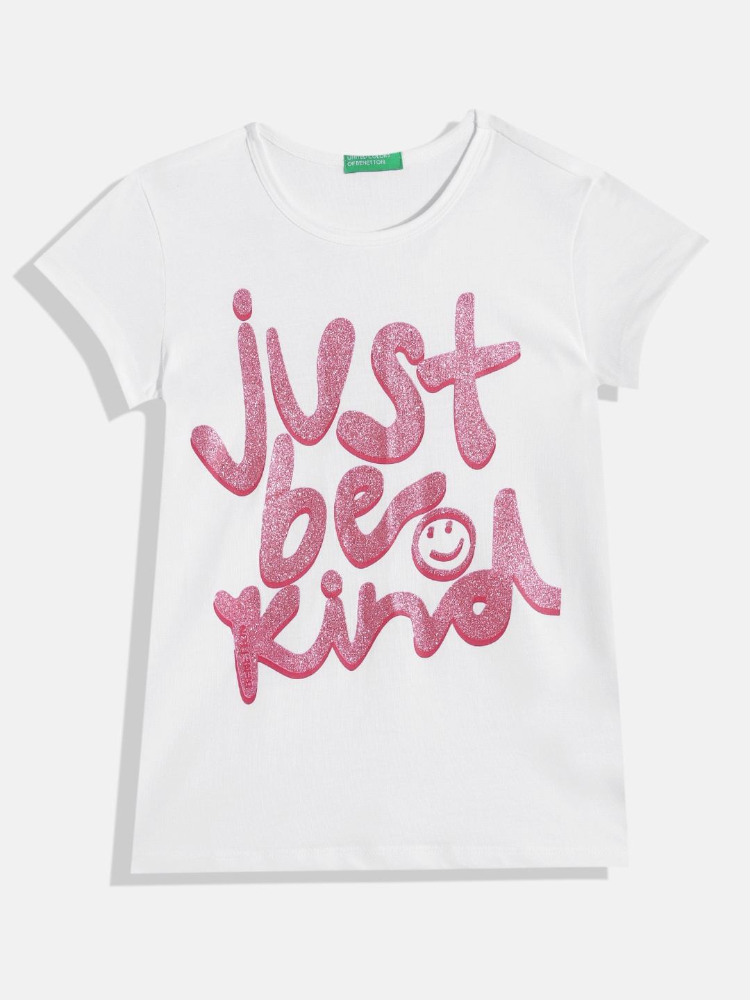 

United Colors of Benetton Girls Typography Printed Round Neck T-shirt, White