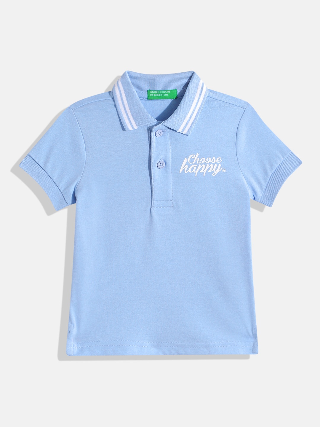 

United Colors of Benetton Boys Typography Printed Polo Collar T-shirt, Blue