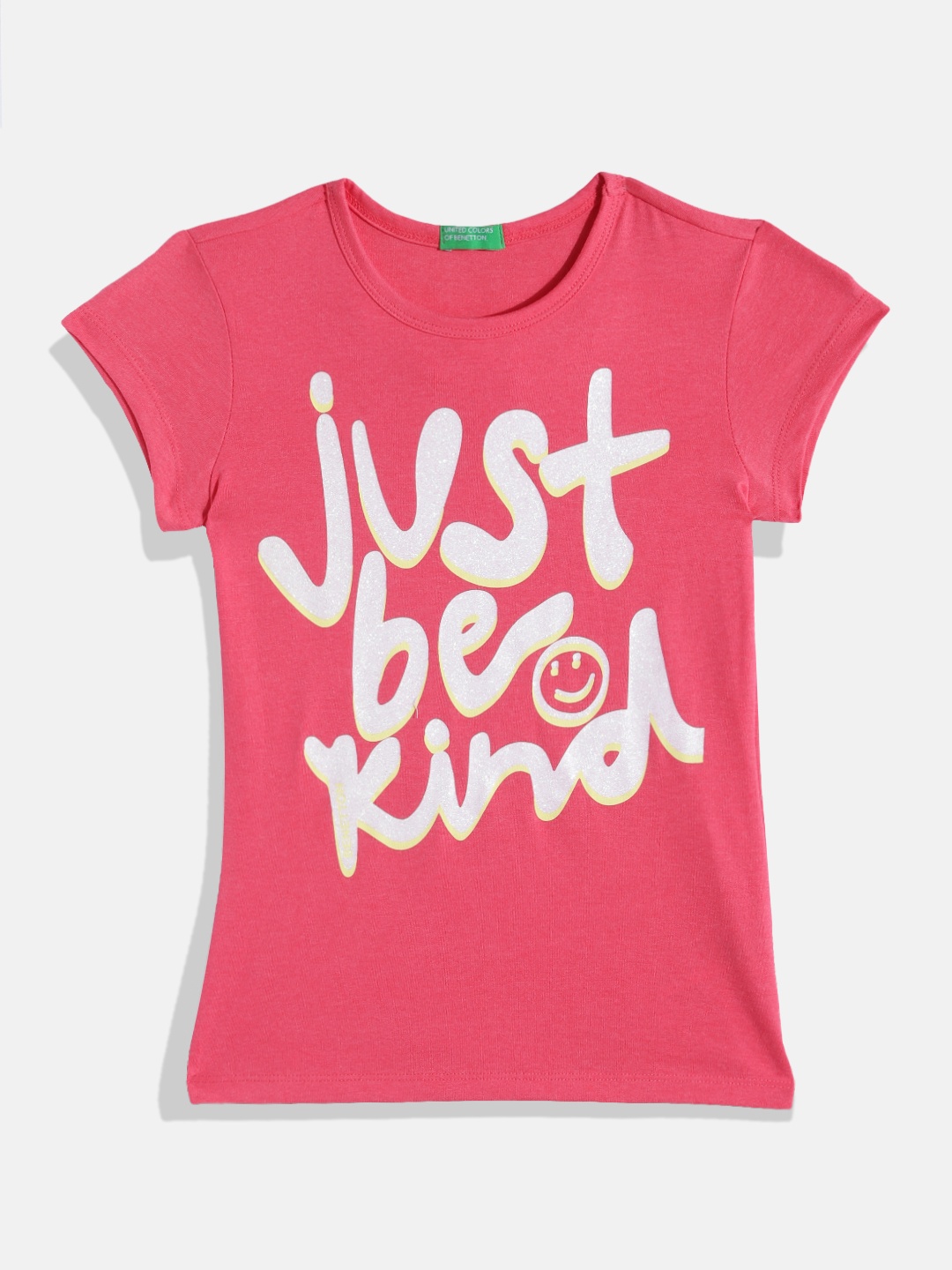 

United Colors of Benetton Girls Typography Printed T-shirt, Pink