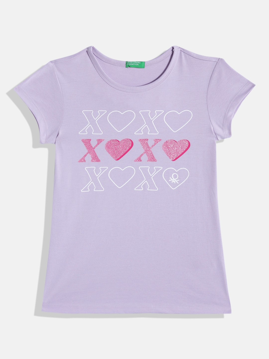 

United Colors of Benetton Girls Round Neck Printed T-shirt, Purple