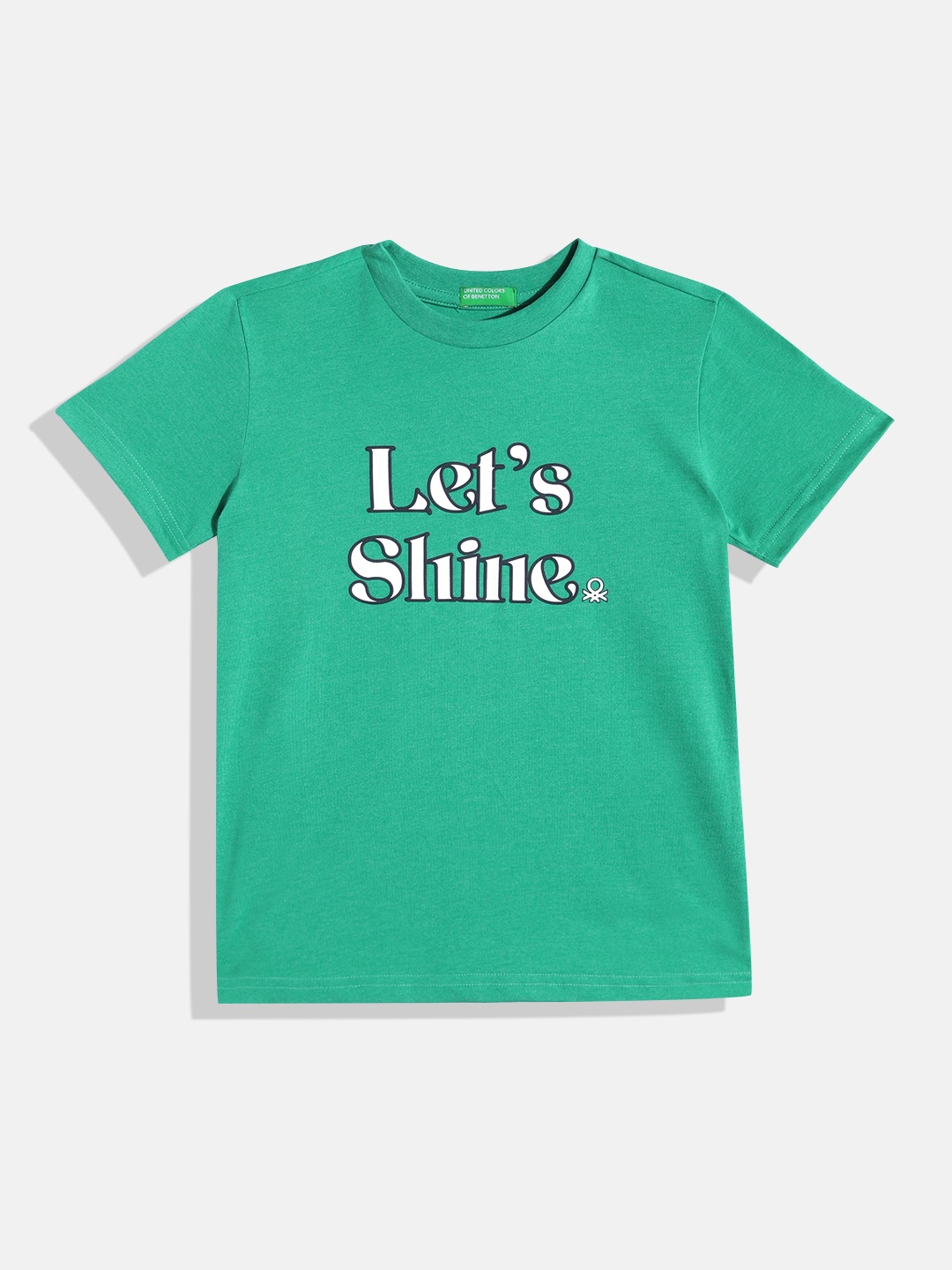 

United Colors of Benetton Boys Typography Printed Round-Neck Regular Fit T-shirt, Green