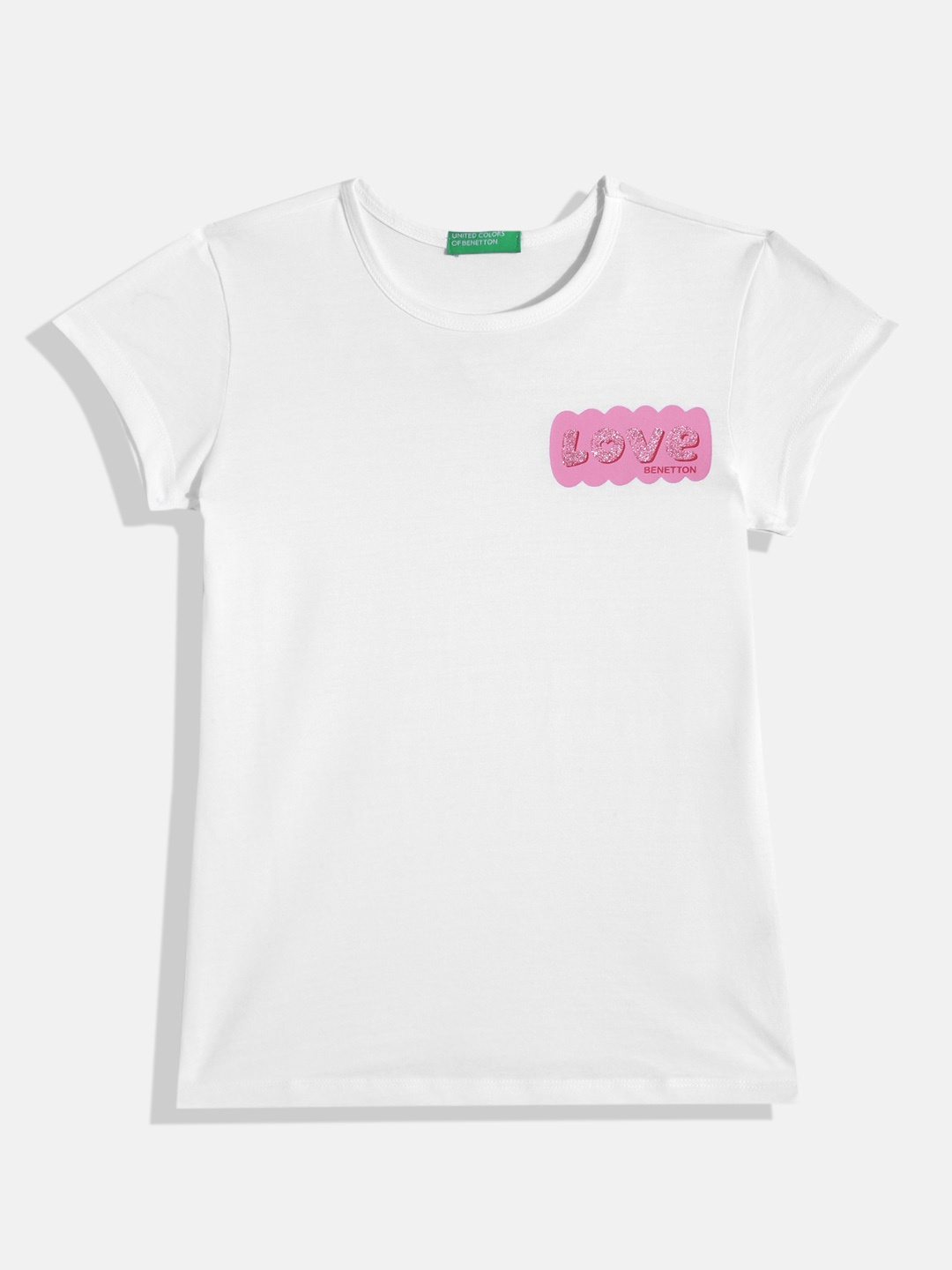 

United Colors of Benetton Girls Typography Printed T-shirt, White