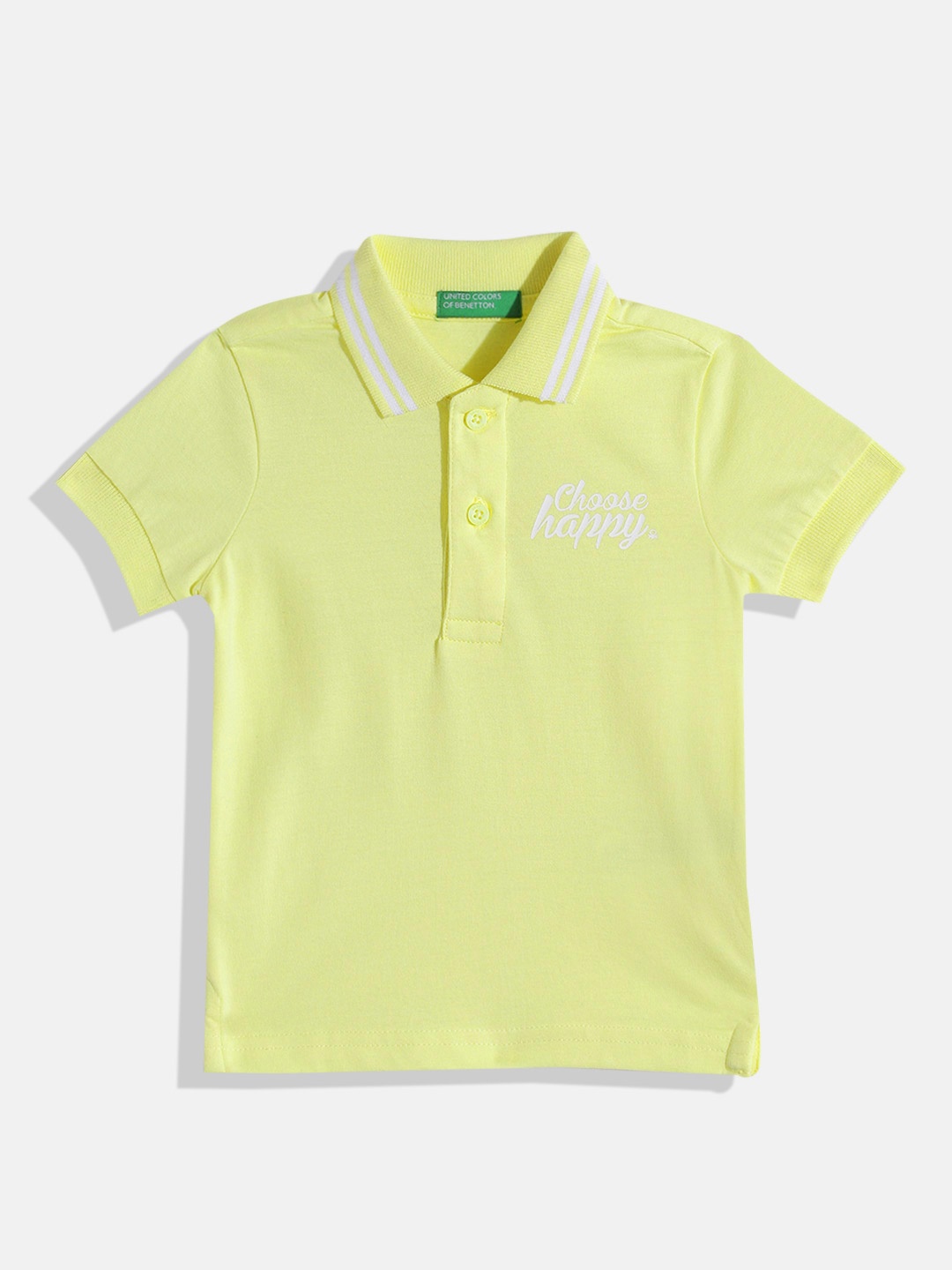 

United Colors of Benetton Boys Typography Printed Polo Collar T-shirt, Yellow