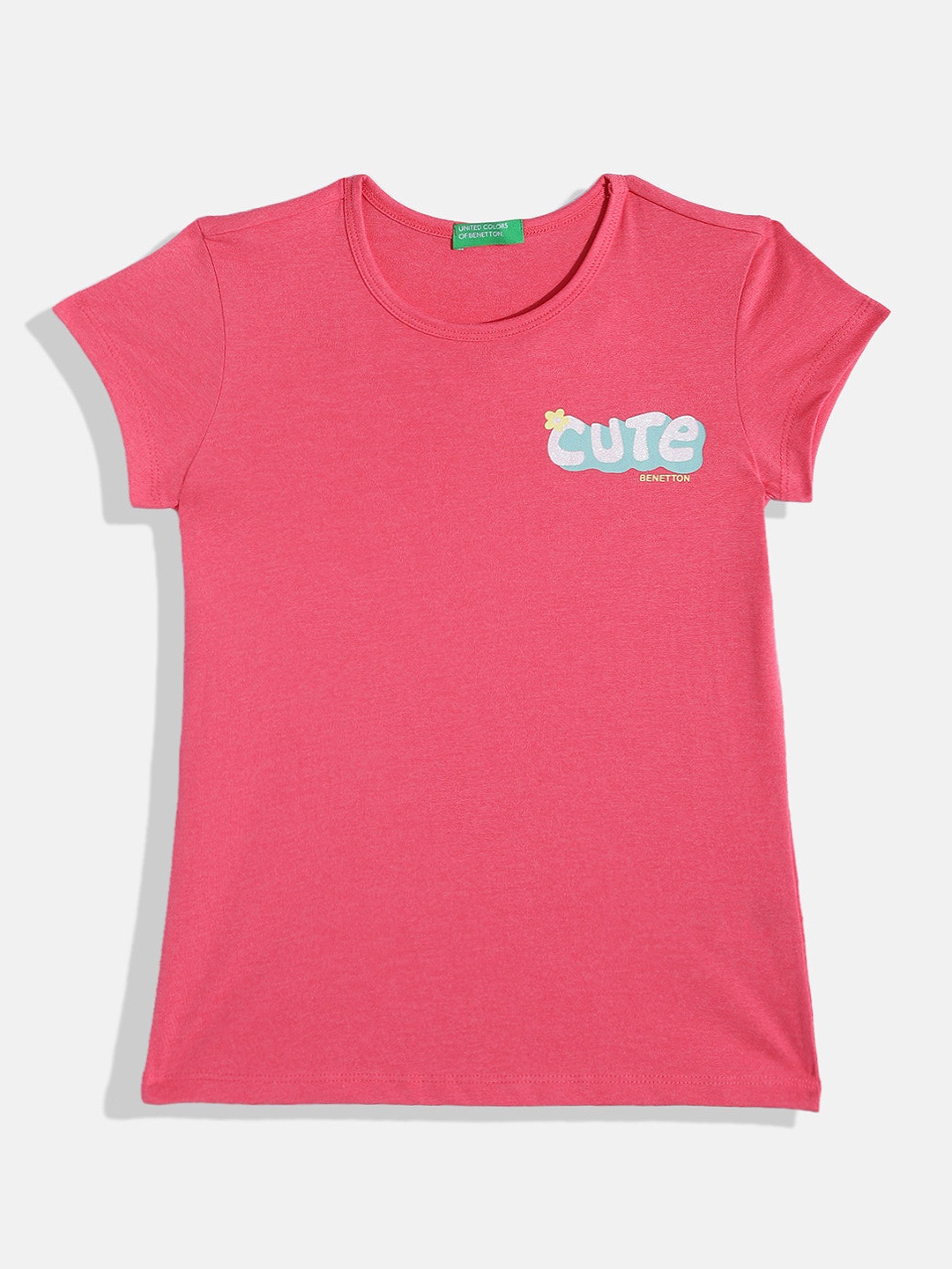 

United Colors of Benetton Girls Round Neck T-shirt, Red