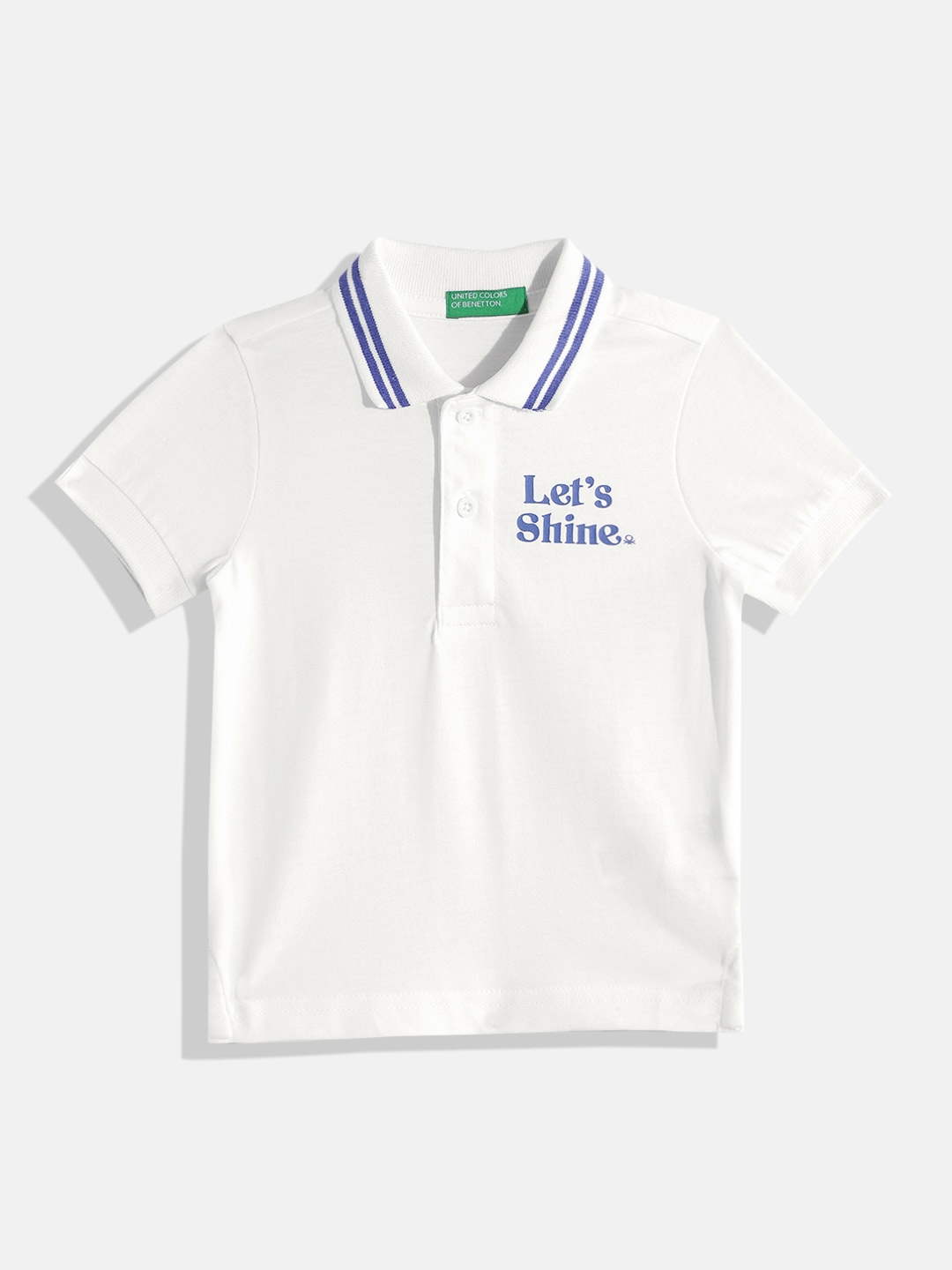 

United Colors of Benetton Boys Typography Printed Polo Collar T-shirt, White