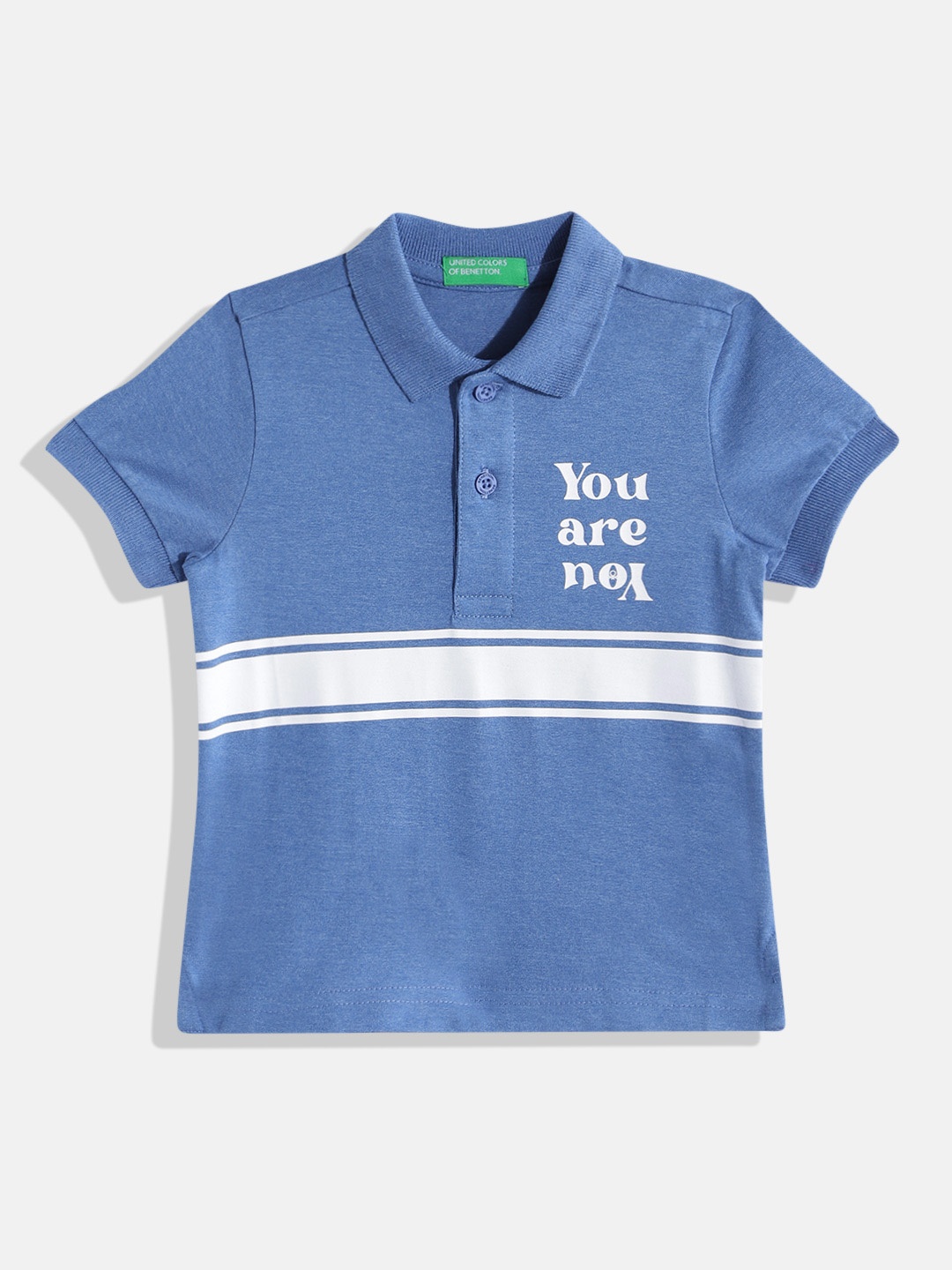 

United Colors of Benetton Boys Striped Polo Collar T-shirt, Blue