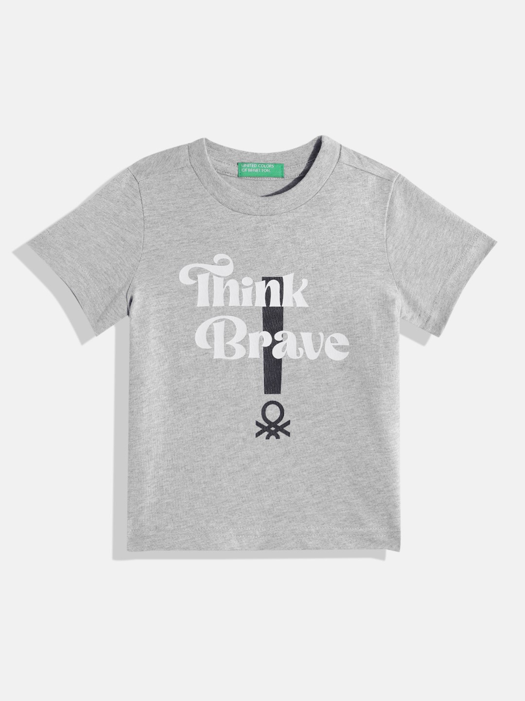 

United Colors of Benetton Boys Typography Printed T-shirt, Grey melange