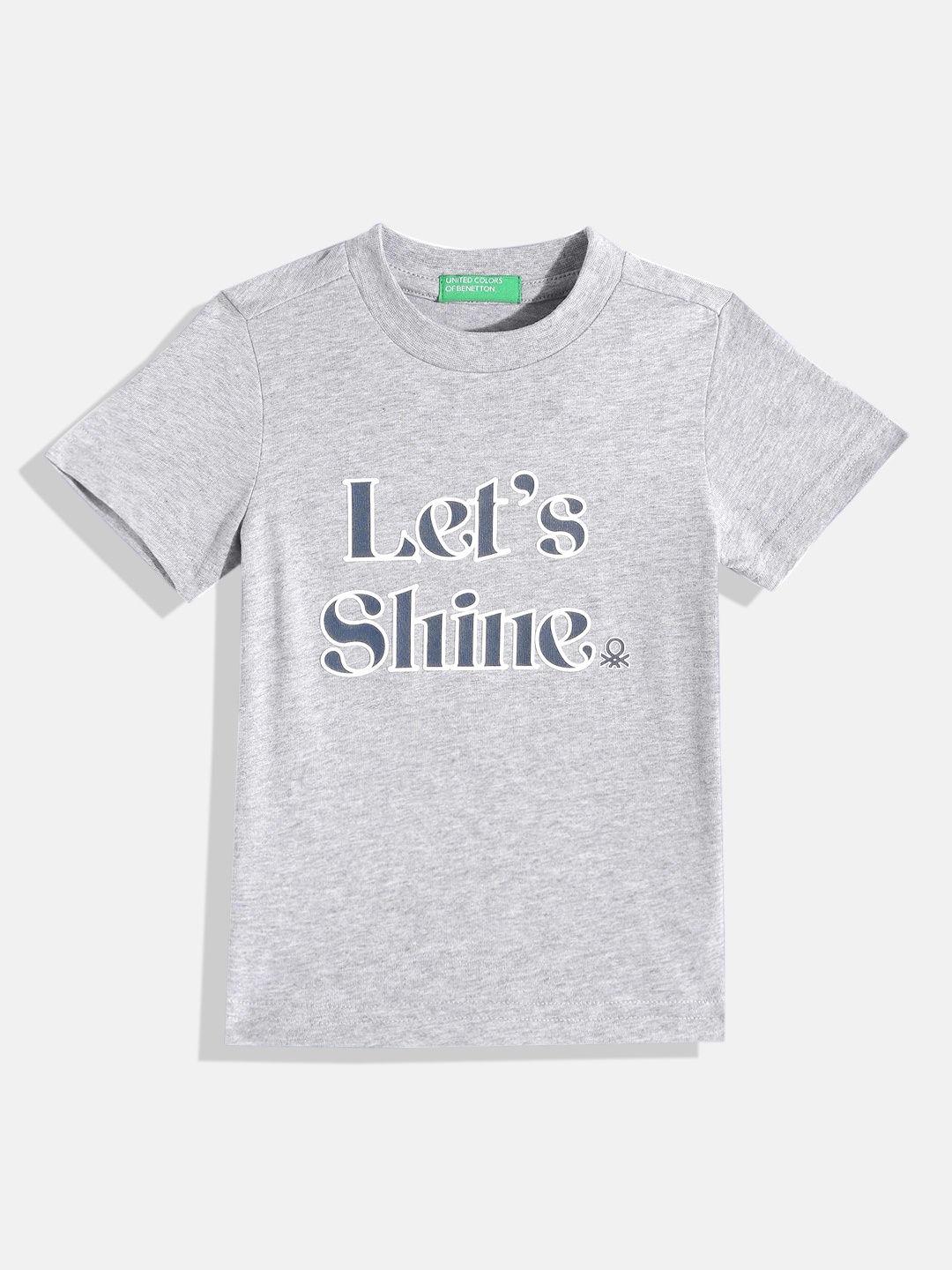 

United Colors of Benetton Boys Typography Printed T-shirt, Grey melange