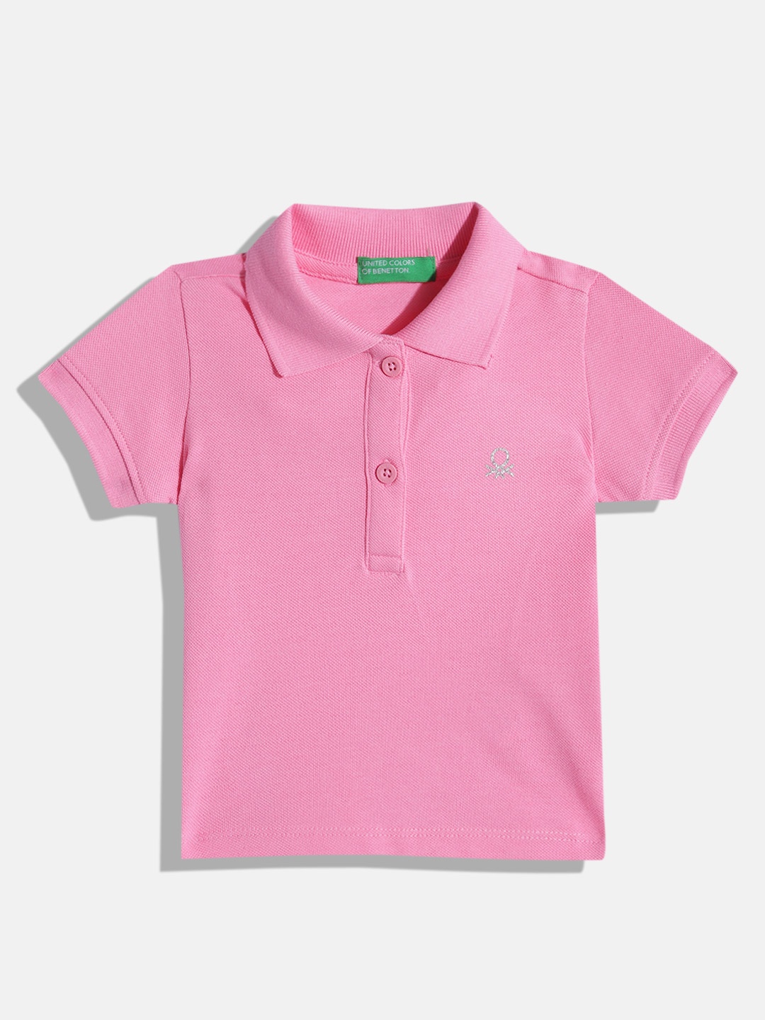 United Colors of Benetton Girls Polo Collar T-shirt, Pink