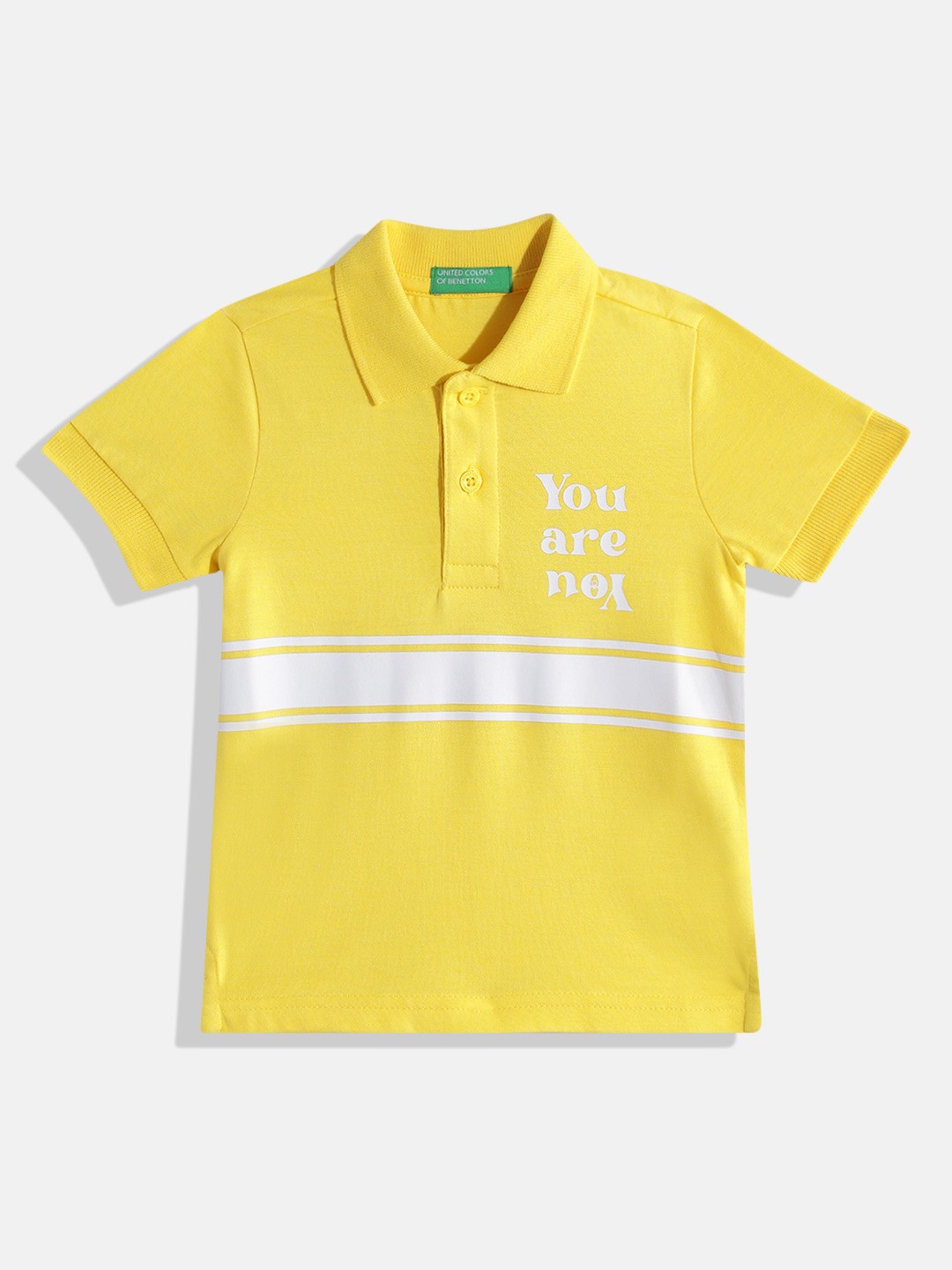 

United Colors of Benetton Boys Striped Polo Collar T-shirt, Yellow