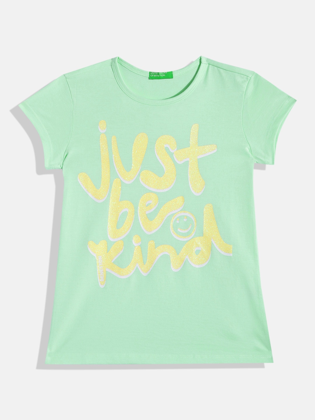 

United Colors of Benetton Girls Typography Printed T-shirt, Blue