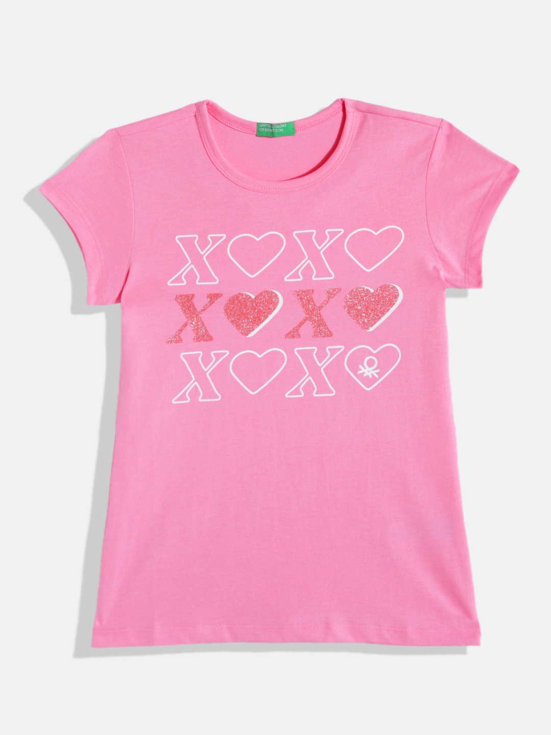 

United Colors of Benetton Girls Round Neck Printed T-shirt, Pink