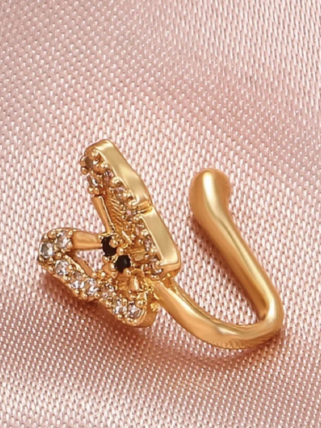 

ISHKAARA Gold-Plated Crystals-Studded Nosepin