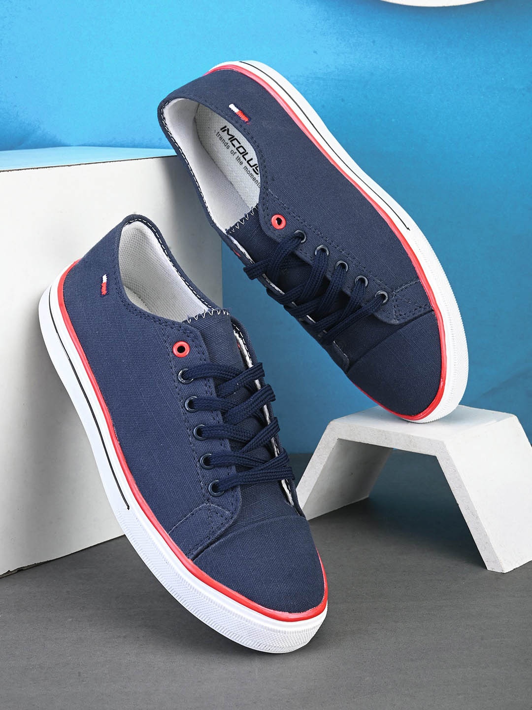 

IMCOLUS Men Round Toe Lightweight Canvas Sneakers, Blue