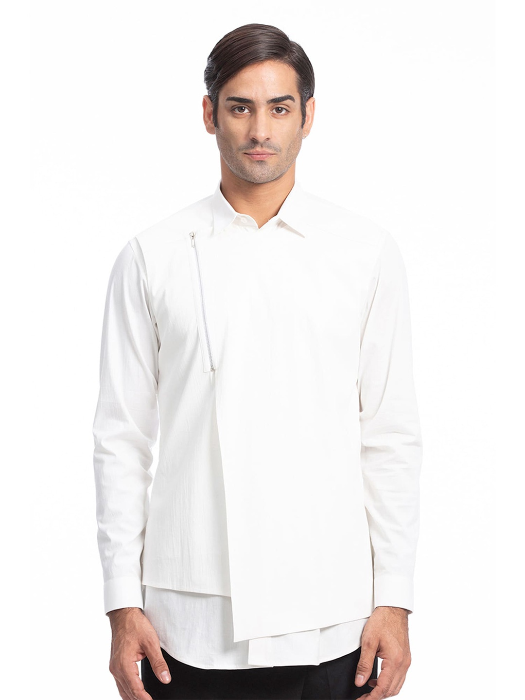 

Rohit Gandhi + Rahul Khanna Comfort Spread Collar Cotton Wrap Casual Shirt, White