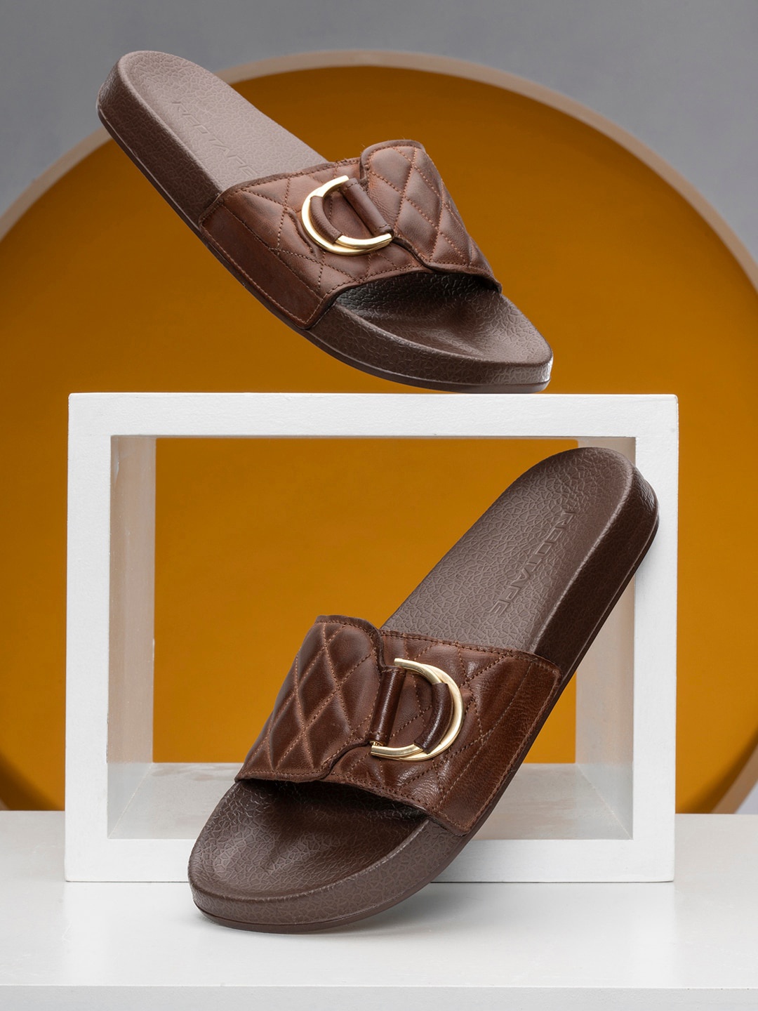 

Red Tape Women Textured Rubber Sliders, Brown