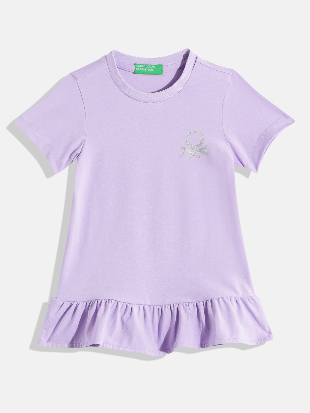 

United Colors of Benetton Girls Brand Logo Detail Drop-Waist Dress, Lavender