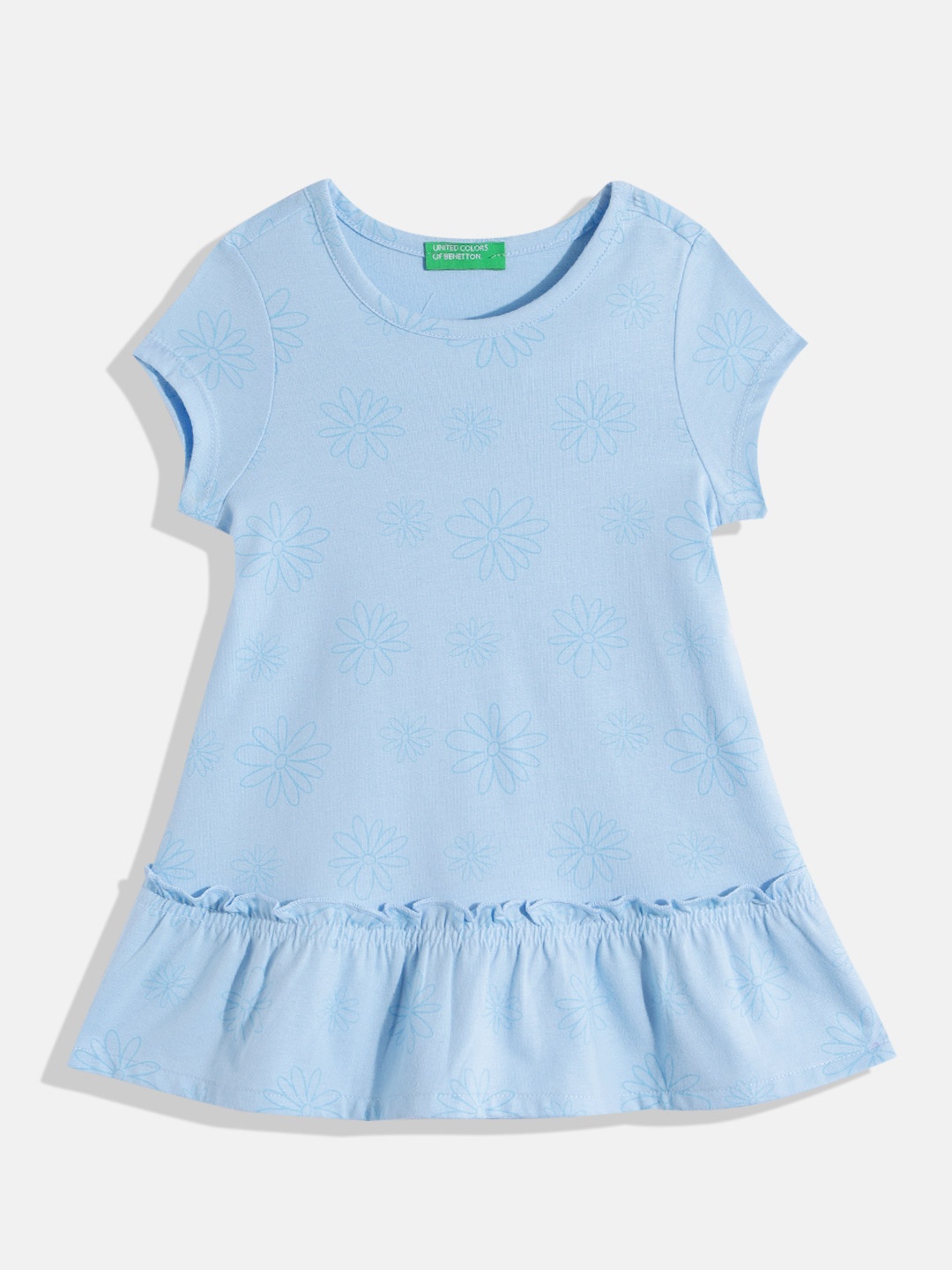

United Colors of Benetton Girls Brand Logo Detail Drop-Waist Dress, Blue