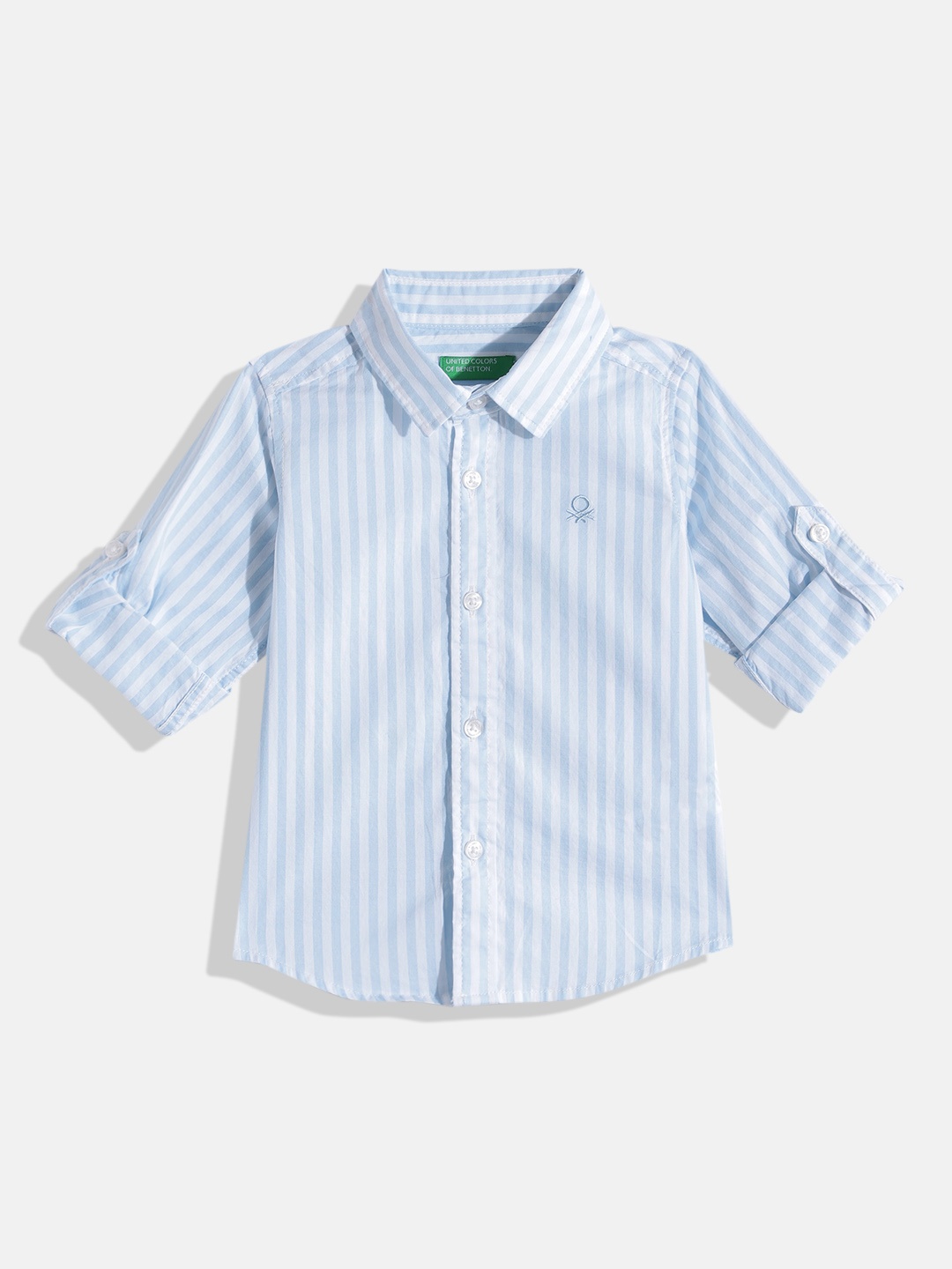

United Colors of Benetton Boys Dual-Tone Striped Casual Pure Cotton Oxford Shirt, Blue