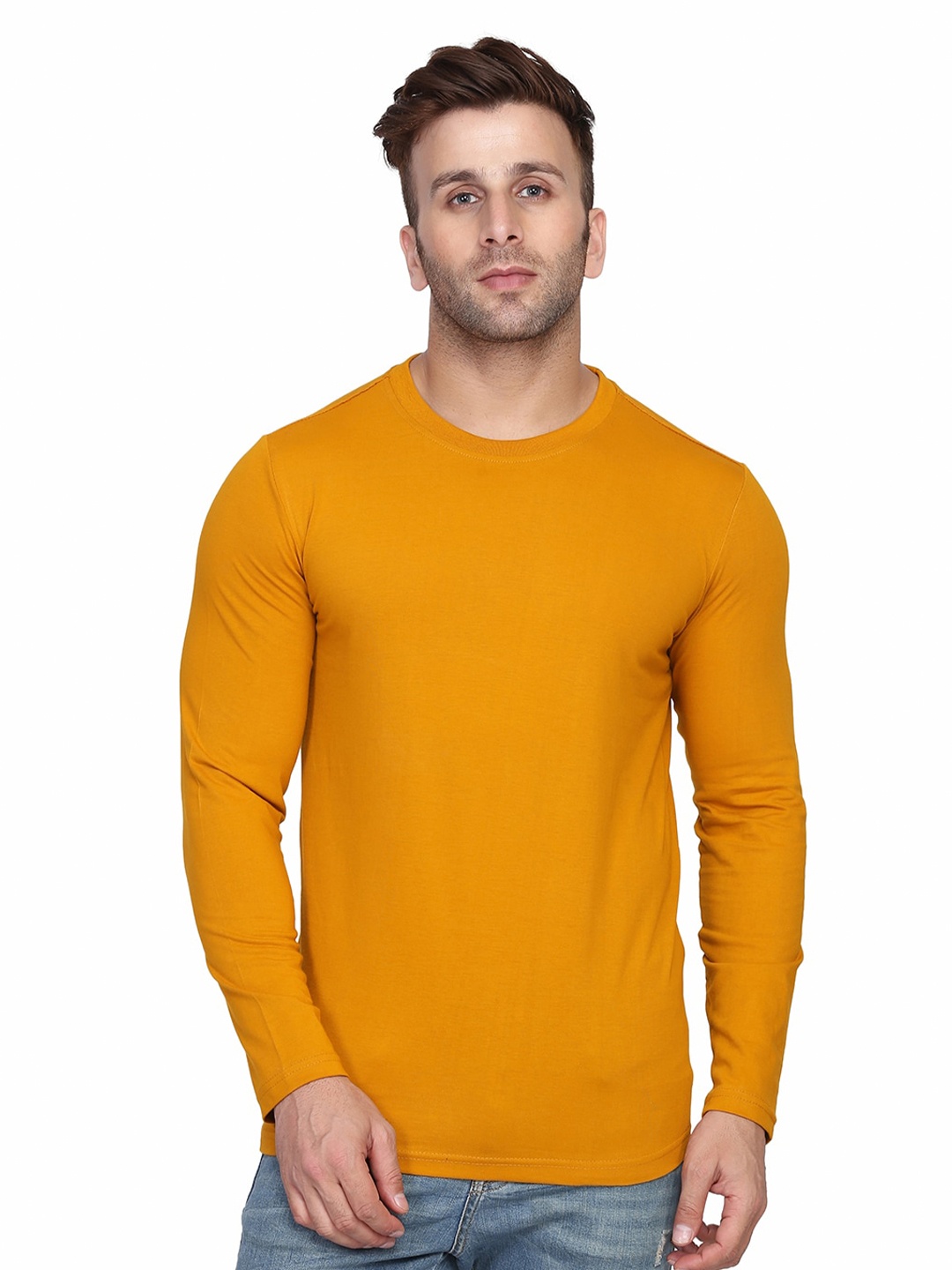 

SLOWLORIS Round Neck Cotton T-shirt, Orange